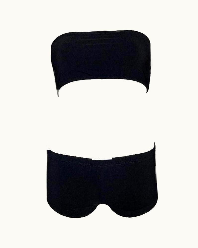 Saint Laurent S/S 2000 Yves Saint Laurent Runway Black Bandeau Low Rise Shorts Bikini