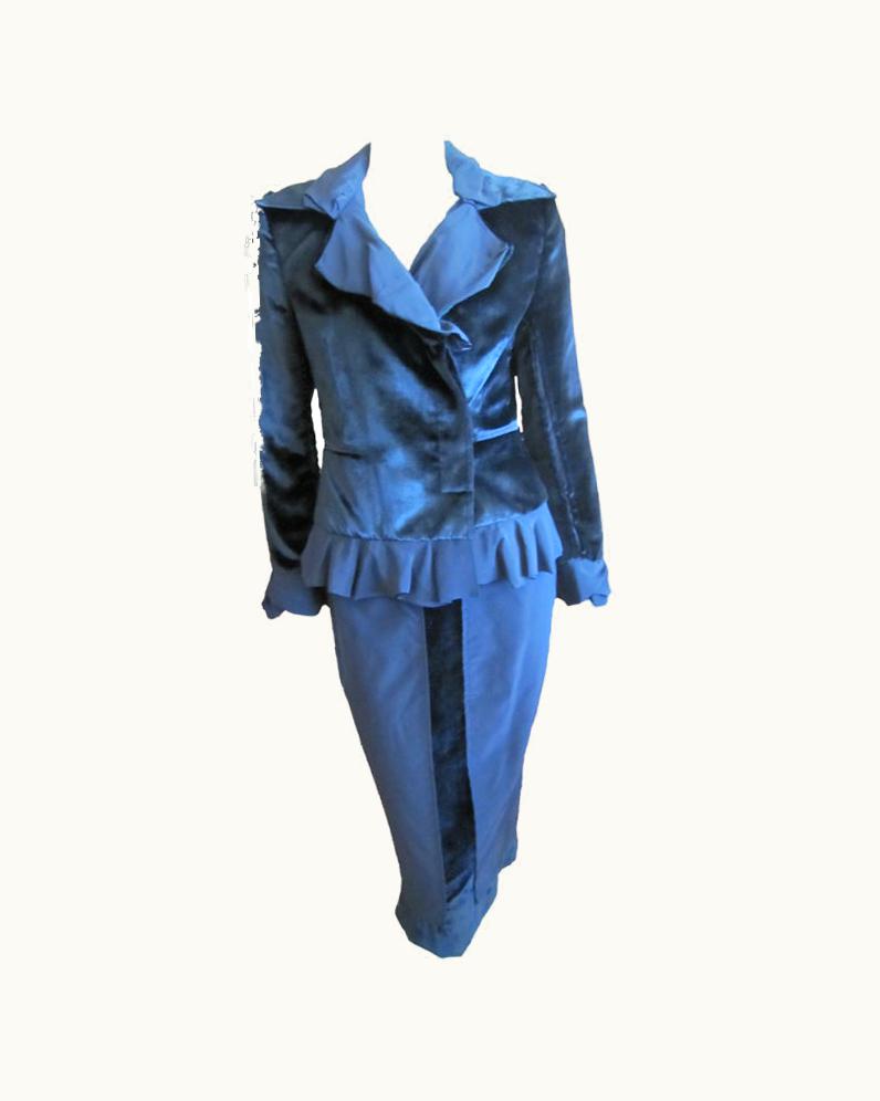 Saint Laurent Yves Saint Laurent By Tom Ford 2001 Midnight Blue Silk Suit