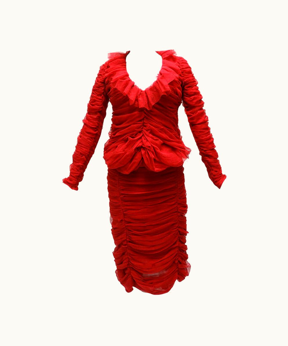 Saint Laurent 2002 Tom Ford For Yves Saint Laurent Ruched Blouse And Skirt