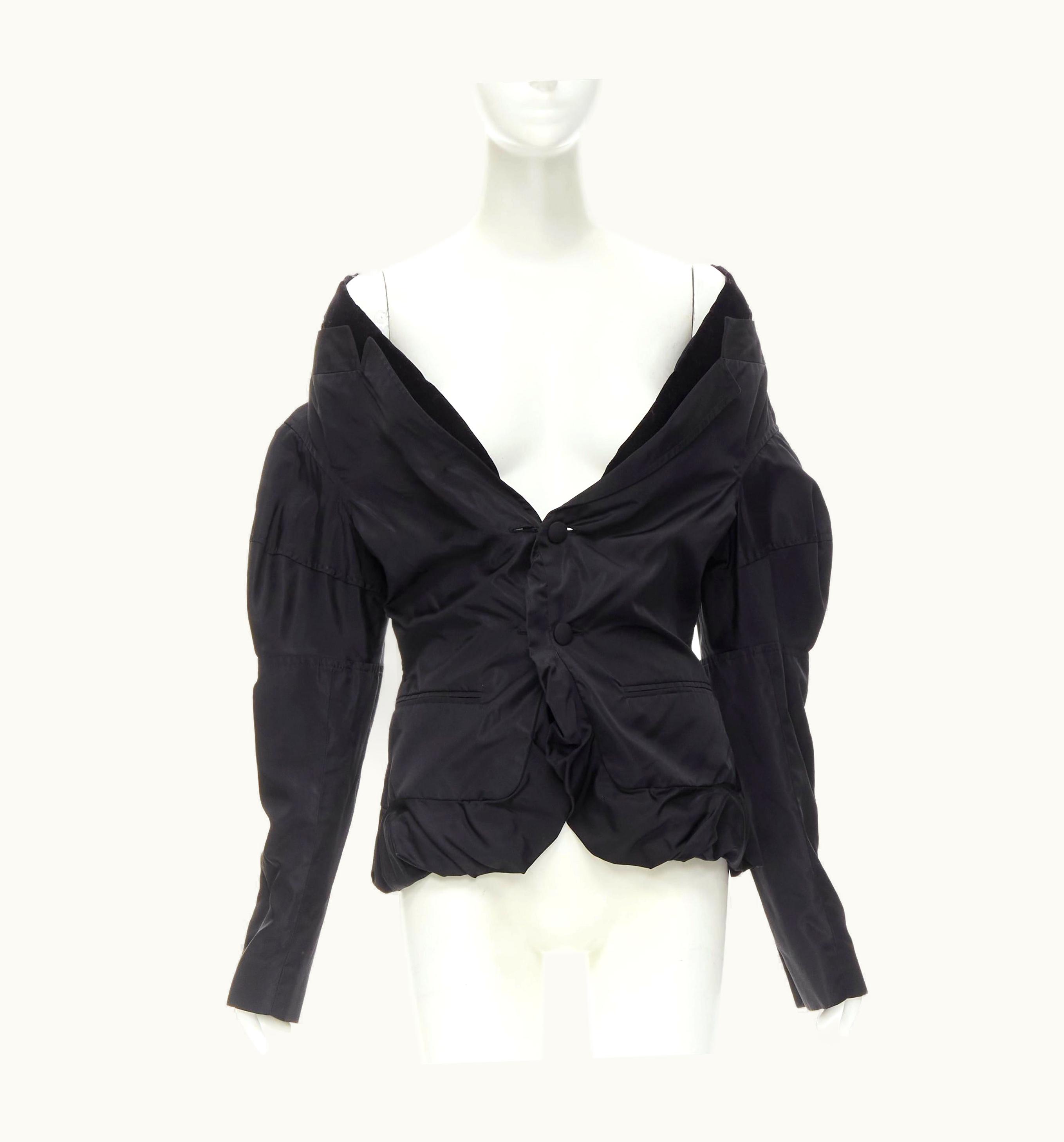 Saint Laurent Yves Saint Laurent Vintage Tom Ford Black Double Collar Silk Jacket