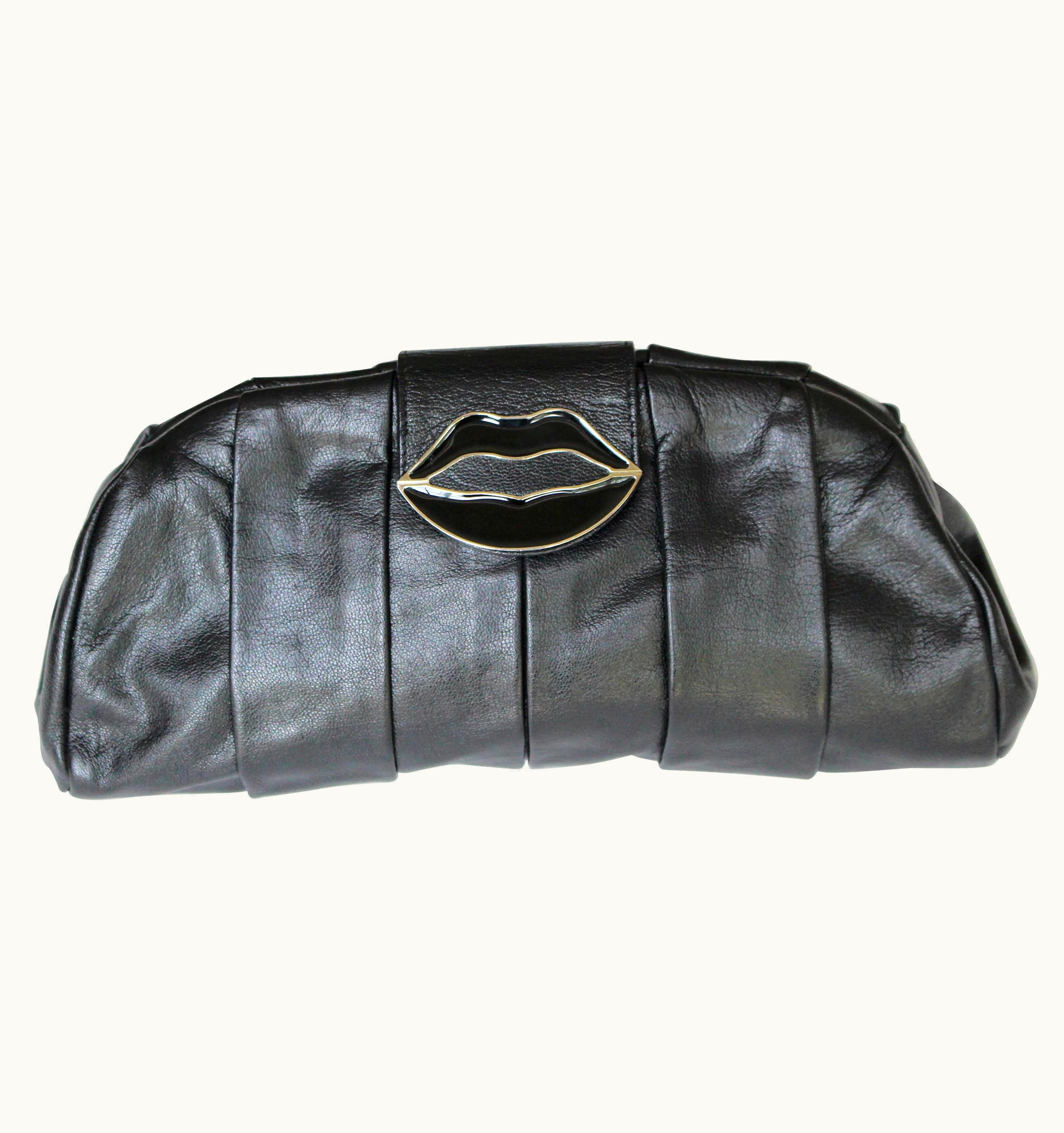 Saint Laurent Yves Saint Laurent Black Dali Lips Clutch YSL 2003 Tom Ford Era Collectors UZ0586379
