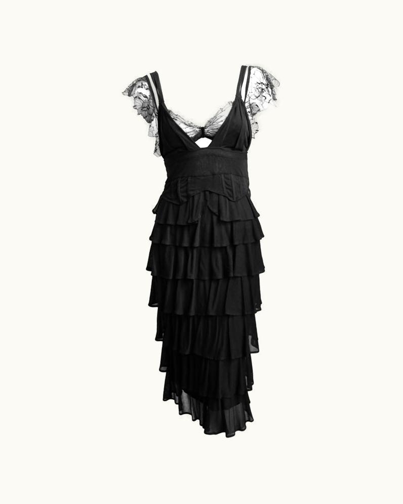 Saint Laurent Tom Ford For Yves Saint Laurent 2003 Black Tiered Dress UZ0586391