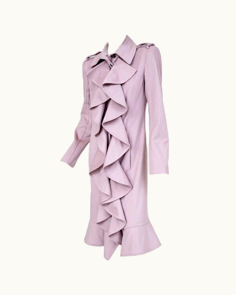 Saint Laurent Tom Ford For Yves Saint Laurent Hot Pink-Lined Dusty Rose Coat
