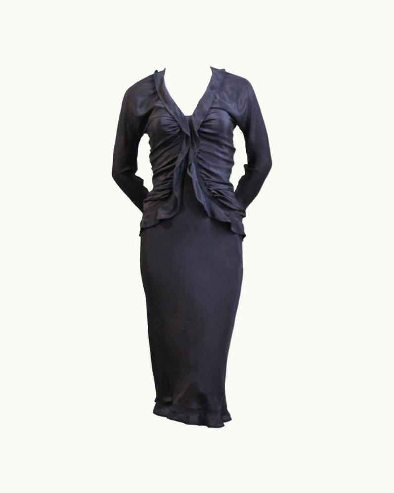 Saint Laurent Tom Ford - Yves Saint Laurent Silk Dress With Ruching -Fall 2003
