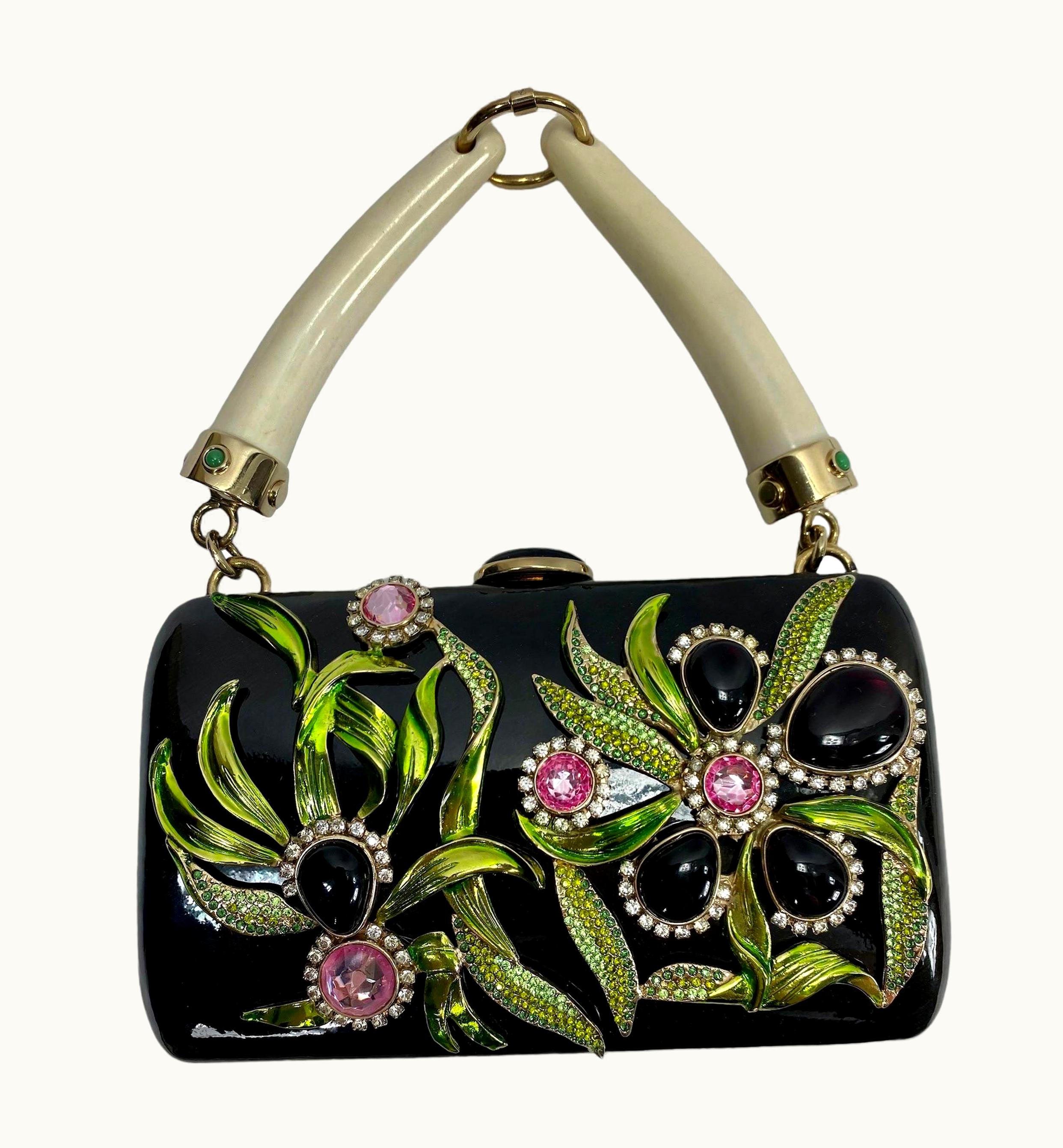 Saint Laurent Tom Ford For Yves Saint Laurent Rive Gauche S/S 2004 Enamel Jeweled Clutch Bag