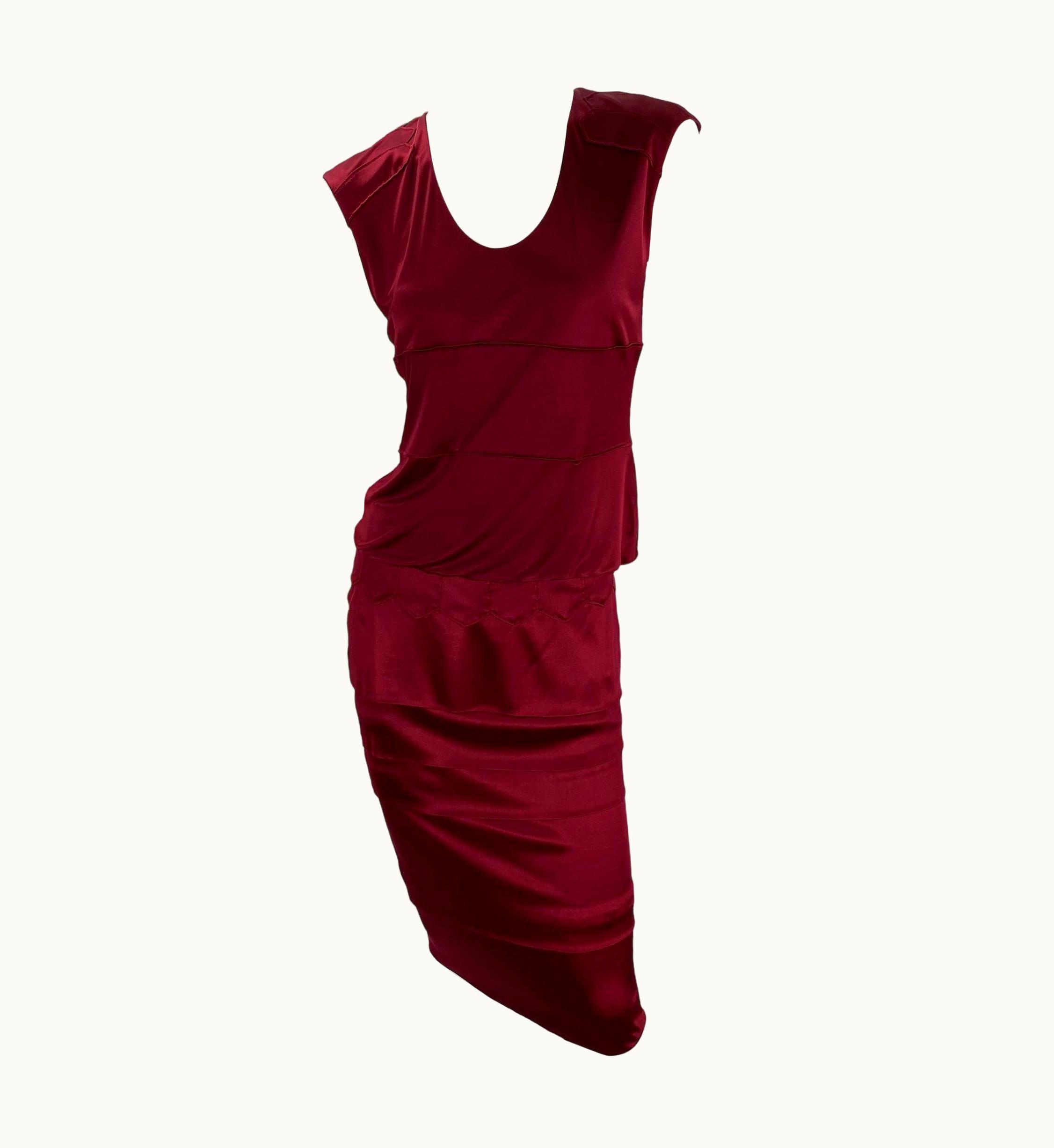 Saint Laurent AW 2004 Vintage Tom Ford For YSL Burgundy Red Jersey Skirt Suit