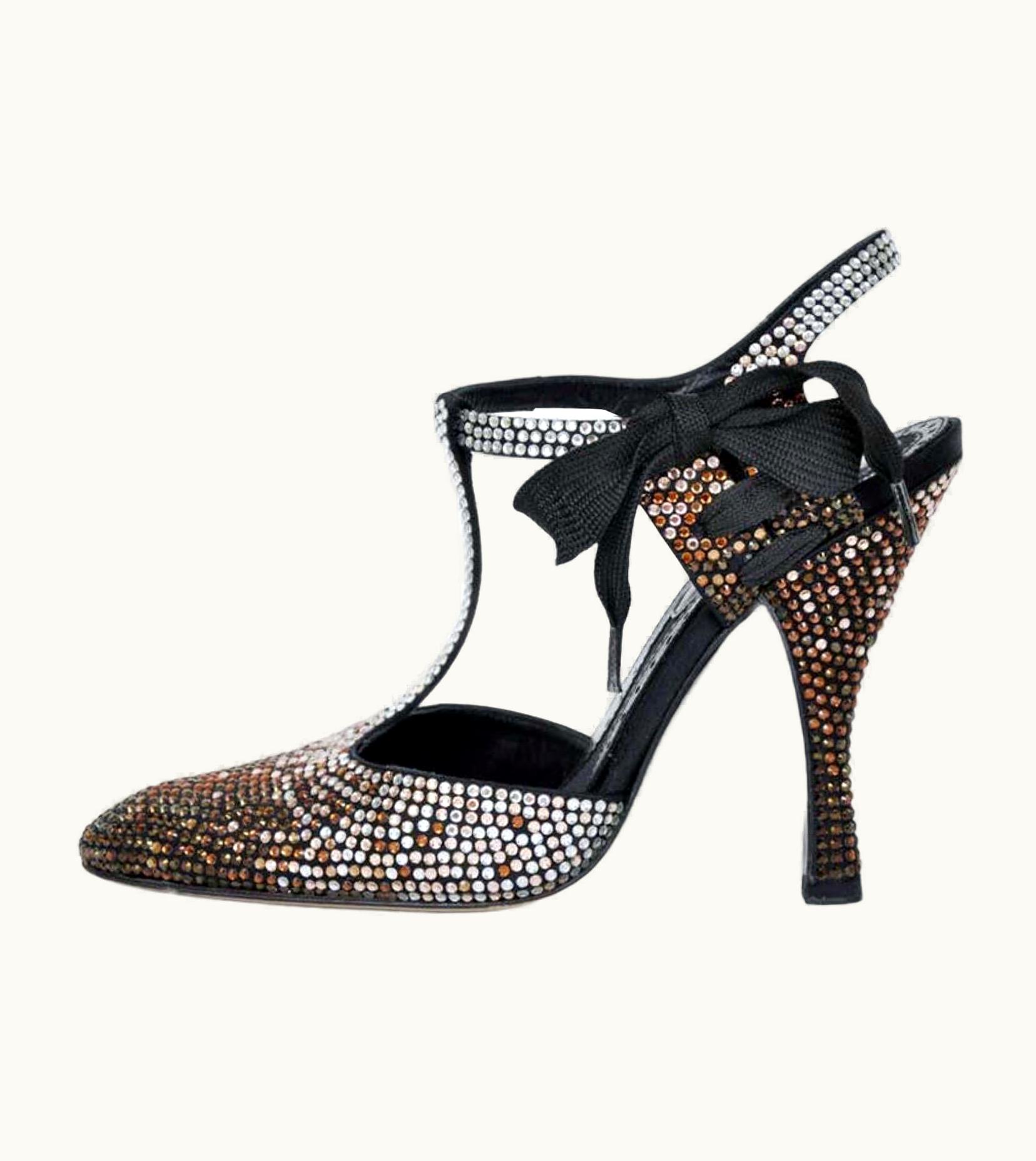 Saint Laurent Tom Ford For YSL S/S 2004 Collection Crystal Embellished Spectator Shoes 39 Us