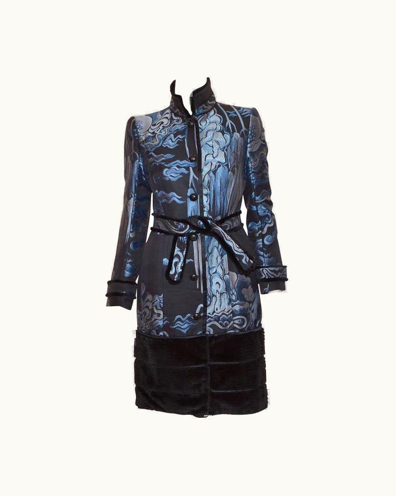 Saint Laurent Yves Saint Laurent 2004 Tom Ford Brocade Sheared Mink Coat Jacket