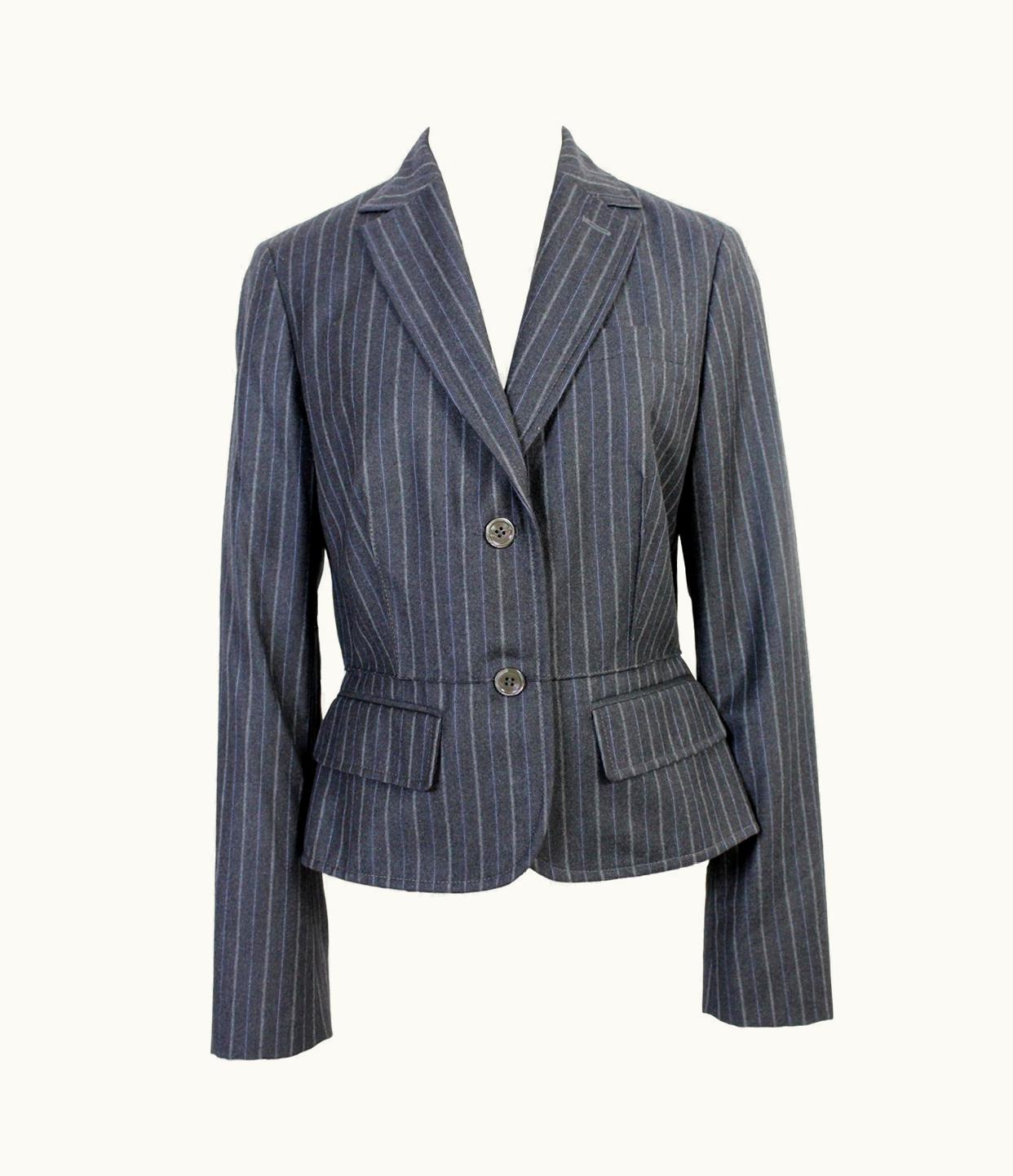 Saint Laurent Yves Saint Laurent Rive Gauche Gray Wool Pinstripe Jacket