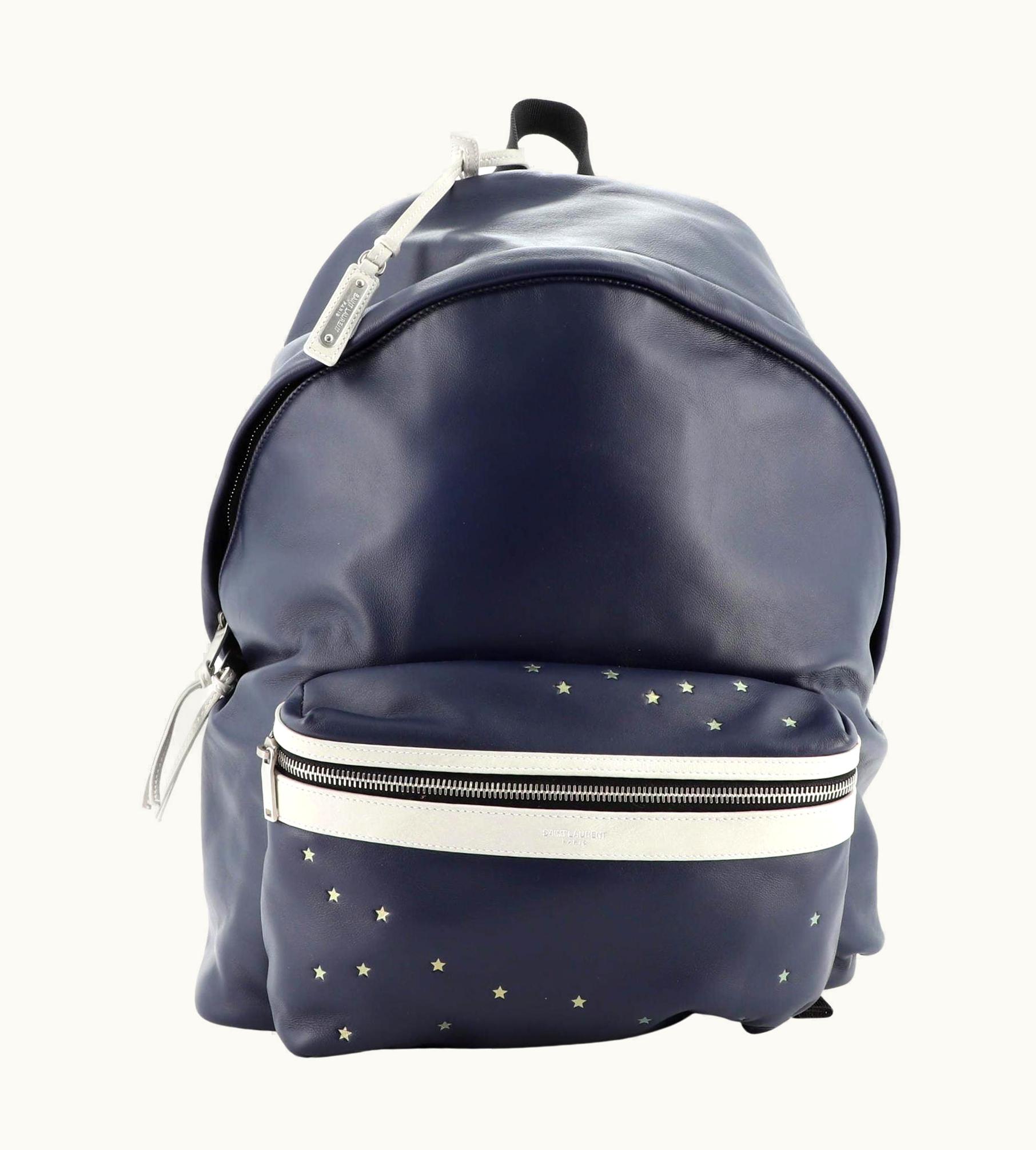 Saint Laurent Saint Laurent City Backpack Printed Leather Blue and Black