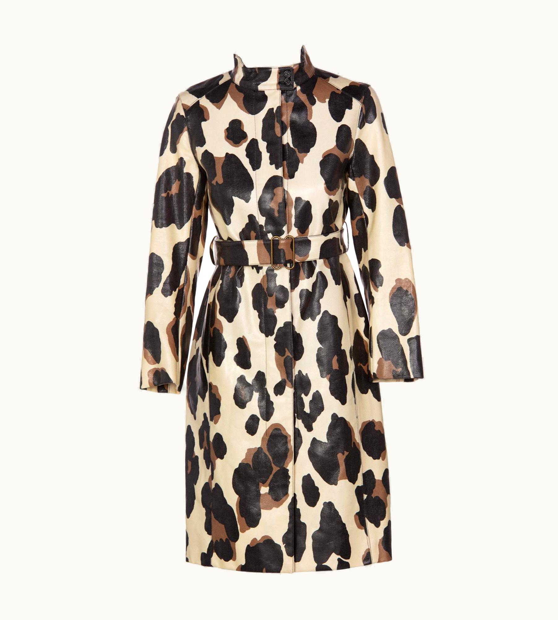 Saint Laurent Yves Saint Laurent YSL Animal Print Belted Trench Coat