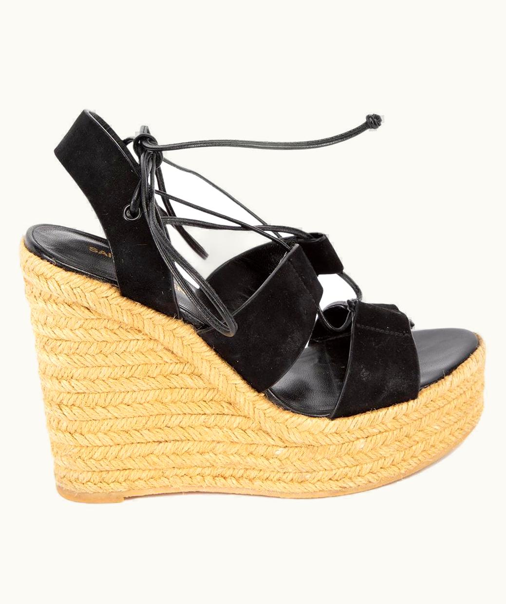 Saint Laurent Saint Laurent Women' Saint Laurent Black Espadrille Suede Wedges