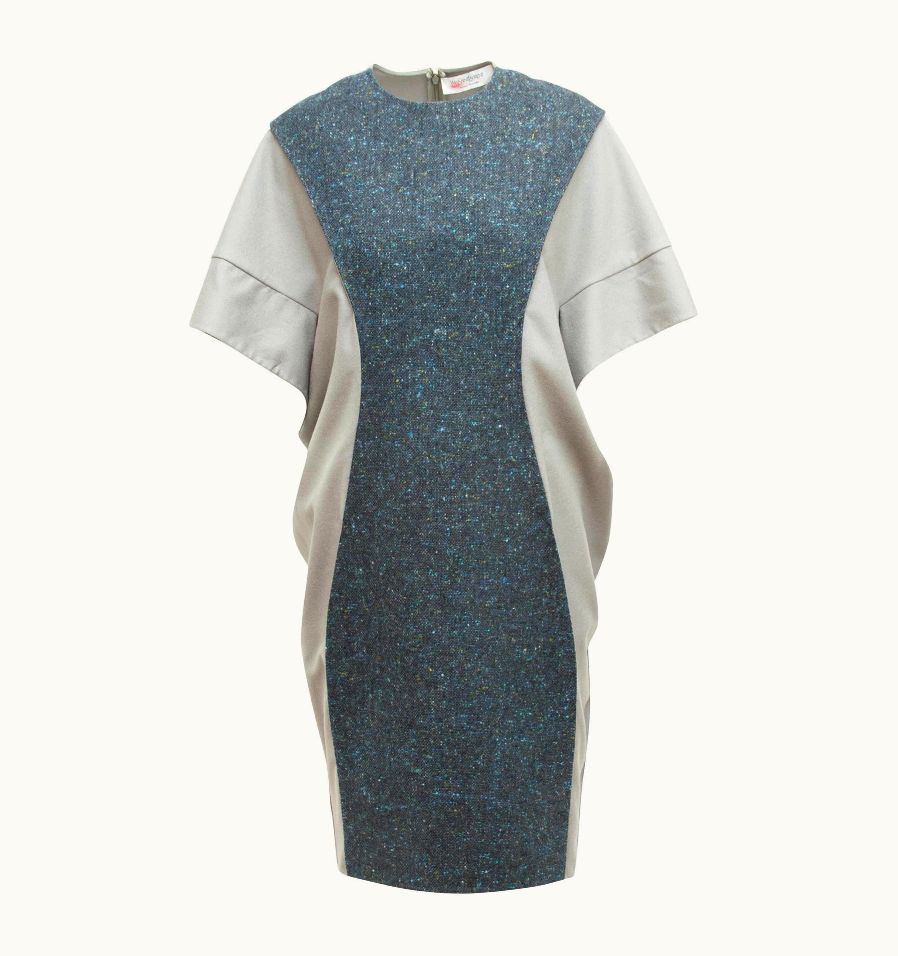 Saint Laurent Yves Saint Laurent Grey Wool & Tweed Inset Panel Autumn/Winter 2008 Dress