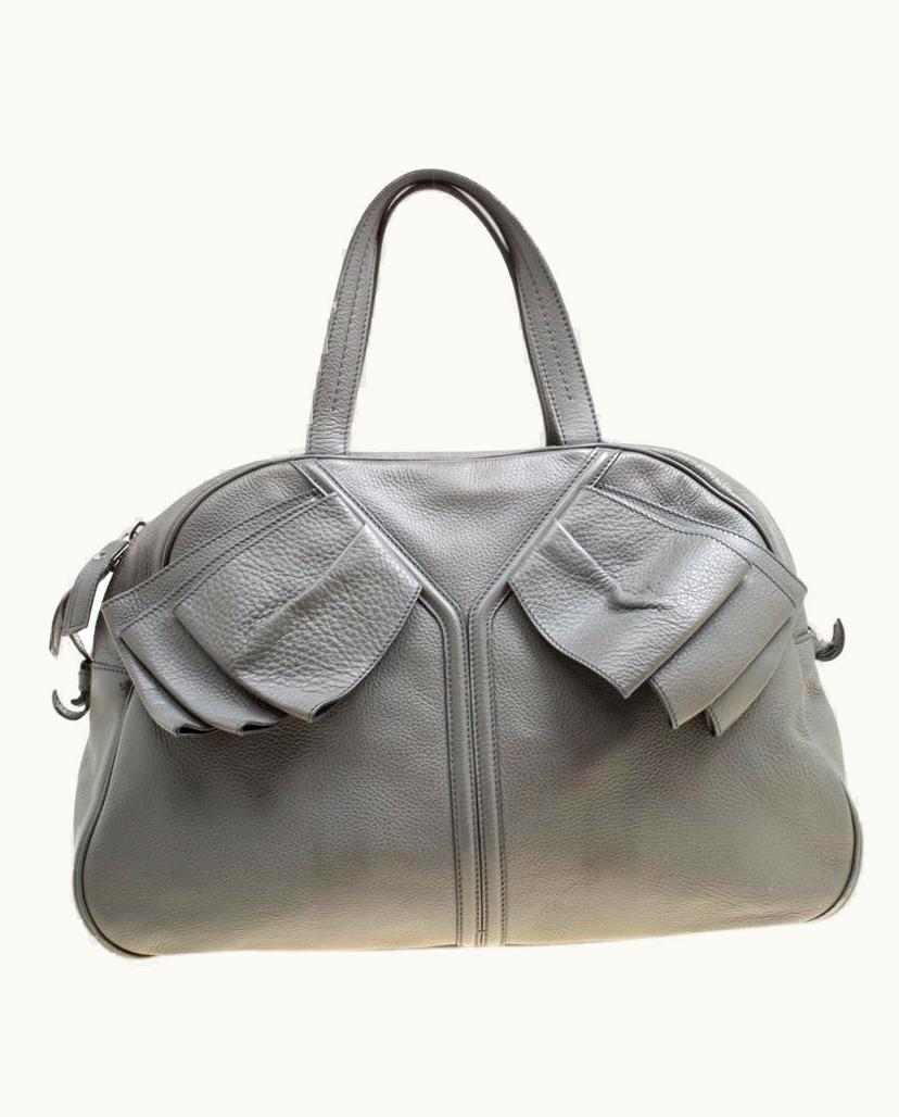 Saint Laurent Yves Saint Laurent Grey Leather Large Obi Bowler Bag
