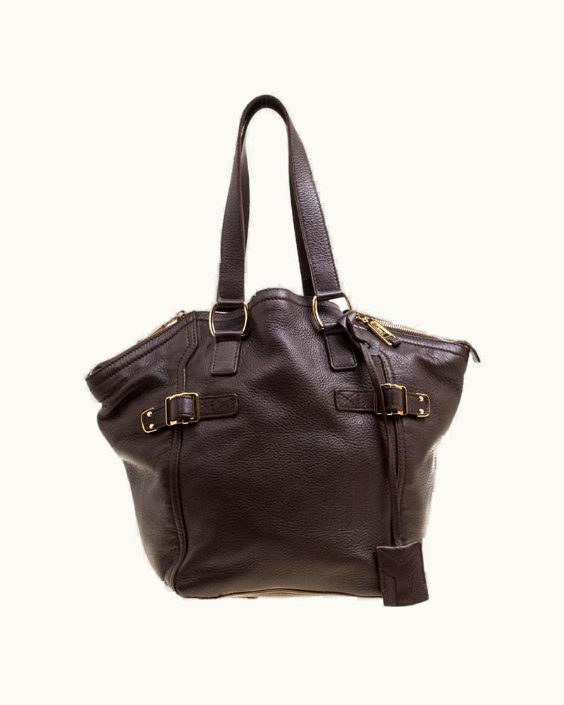 Saint Laurent Yves Saint Laurent Brown Leather Small Downtown Tote