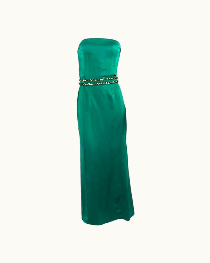 Saint Laurent Saint Laurent Green Silk Long Dress