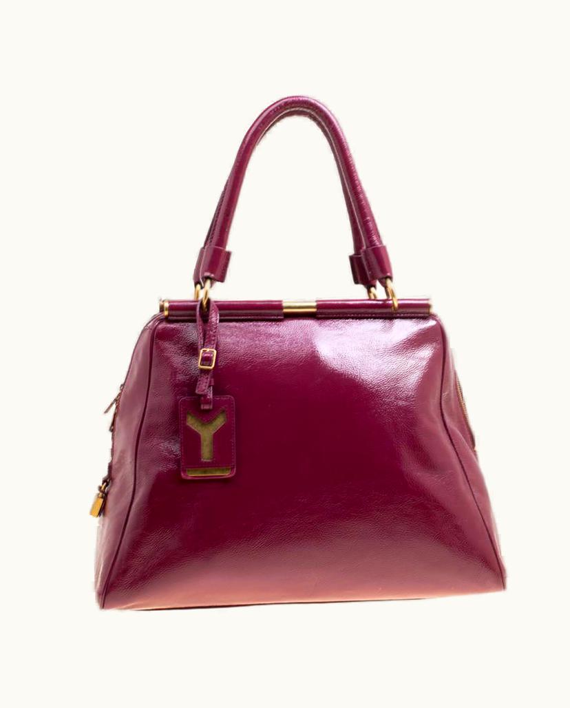 Saint Laurent Yves Saint Laurent Burgundy Patent Leather Medium Majorelle Satchel