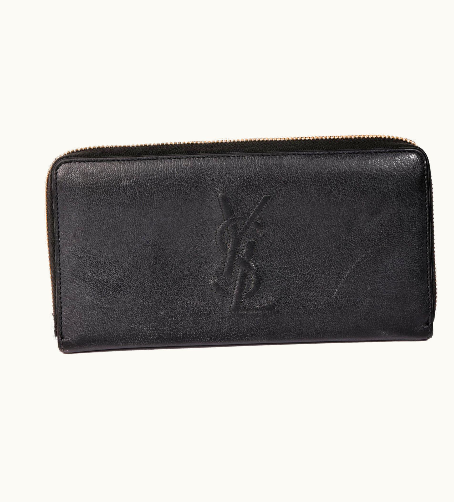 Saint Laurent Saint Laurent Black Leather Belle De Jour Zip Around Wallet