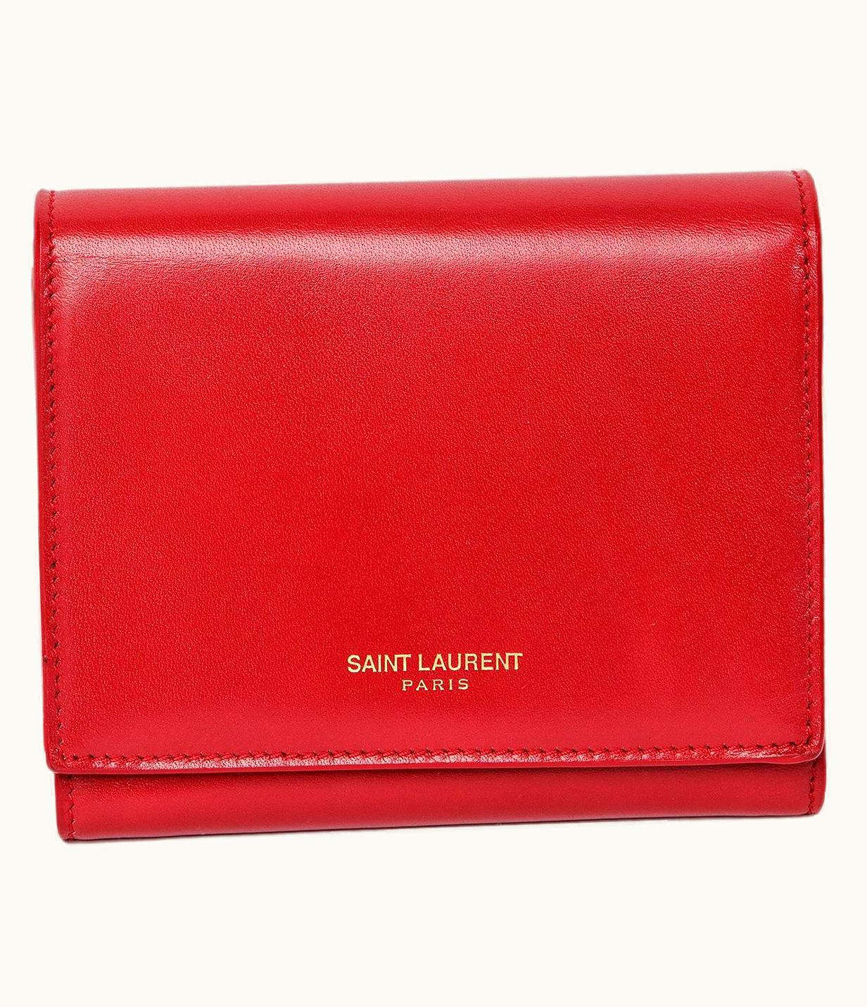 Saint Laurent Saint Laurent Rouge Orient Shiny Smooth Leather Bi-fold Compact Wallet