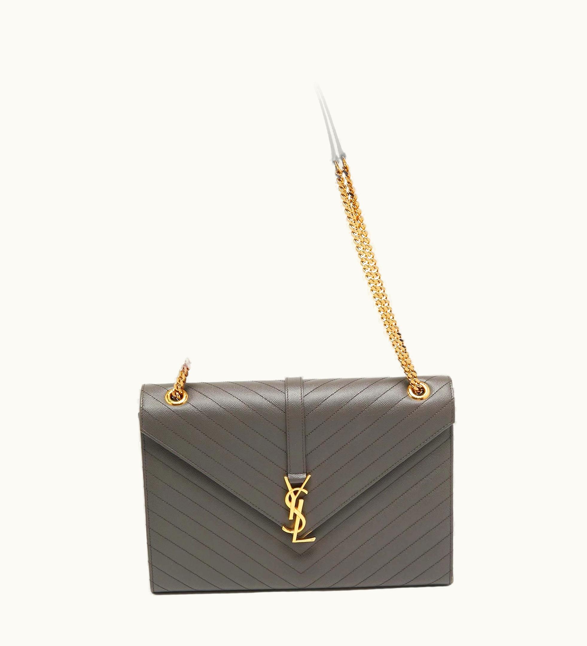 Saint Laurent Saint Laurent Grey Matelassé Leather Large Cassandre Flap Bag