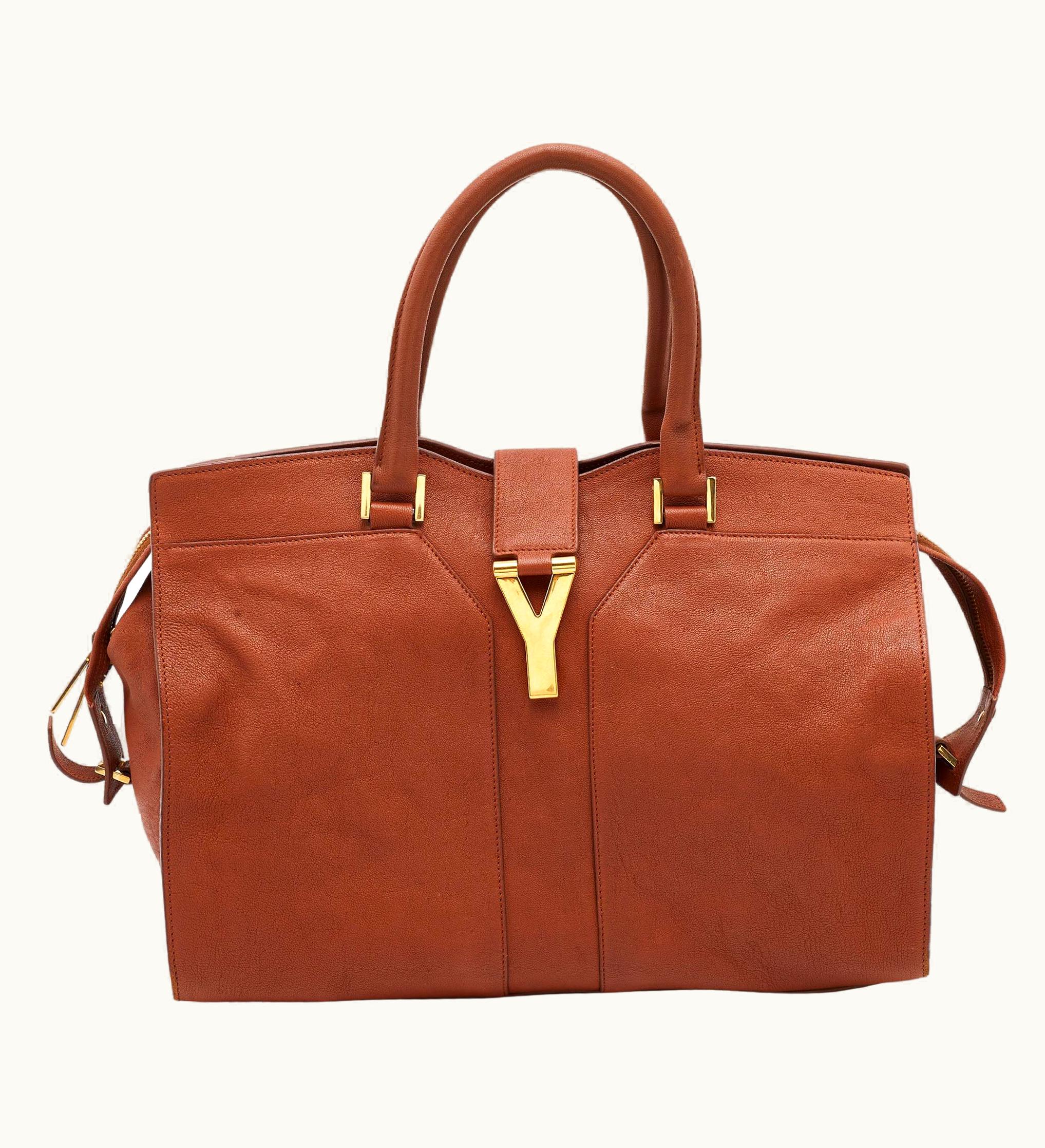 Saint Laurent Yves Saint Laurent Brown Leather Medium Cabas Y-Ligne Tote