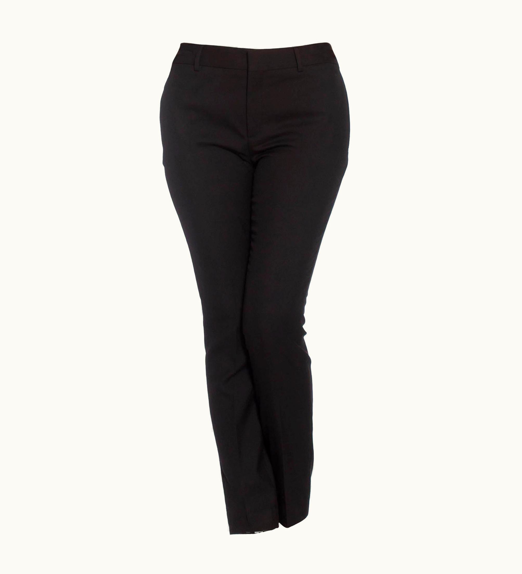 Saint Laurent 2010s Saint Laurent Black Wool Low Rise Pants With Back Button Pockets