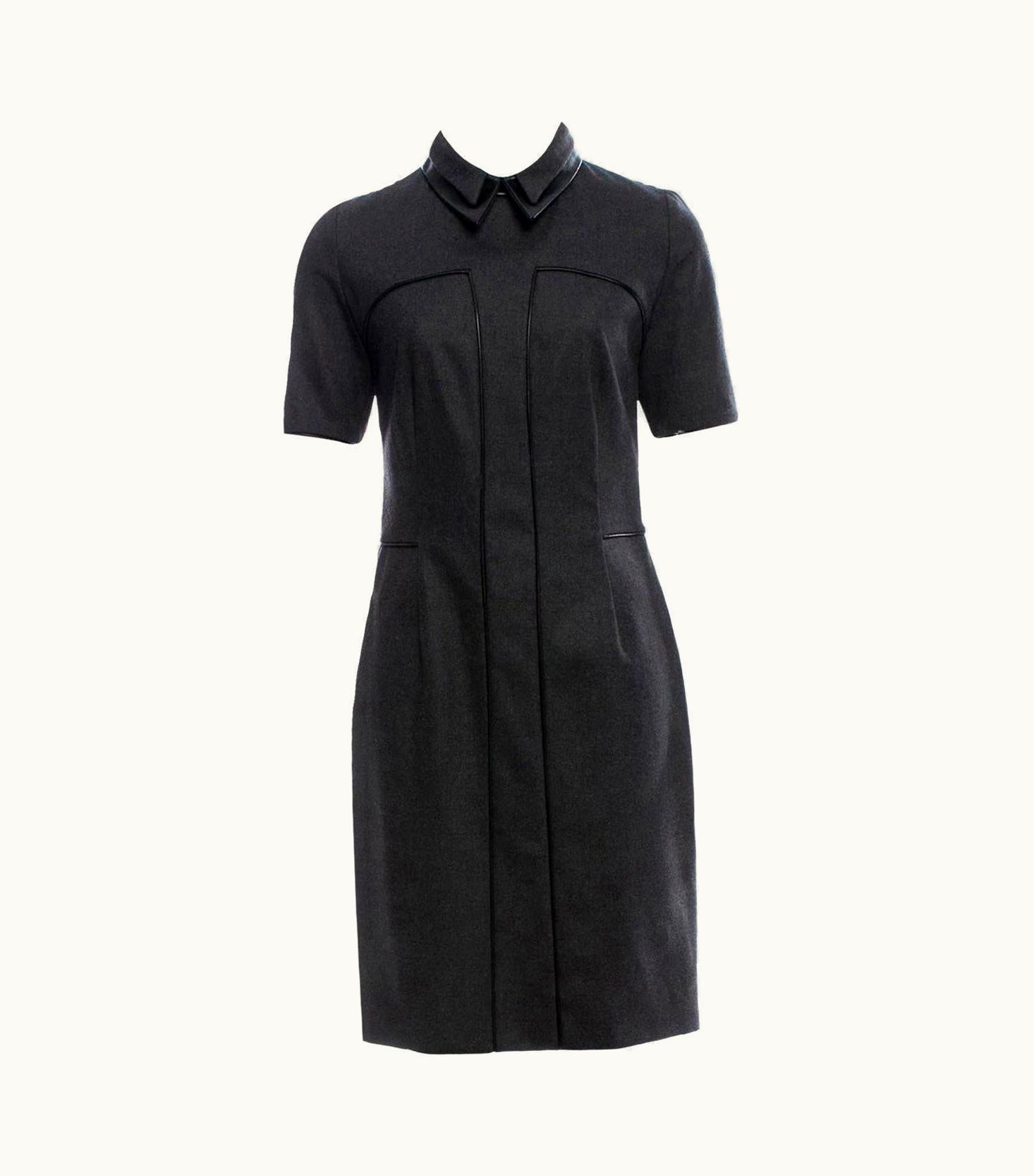 Saint Laurent Yves Saint Laurent YSL Pre-Fall 2012 Wool & Leather Dress