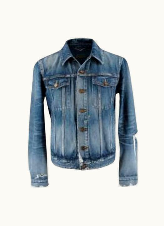 Saint Laurent Saint Laurent Blue Distressed Denim Jacket