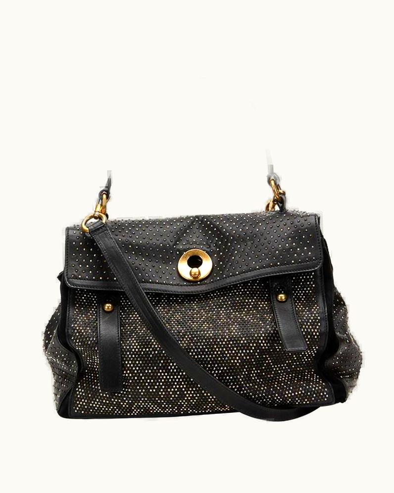 Saint Laurent 2012 Saint Laurent Black Studded Leather Muse II Rock