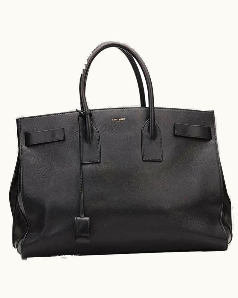 Saint Laurent 2010s Saint Laurent Black Calfskin Large Sac De Jour