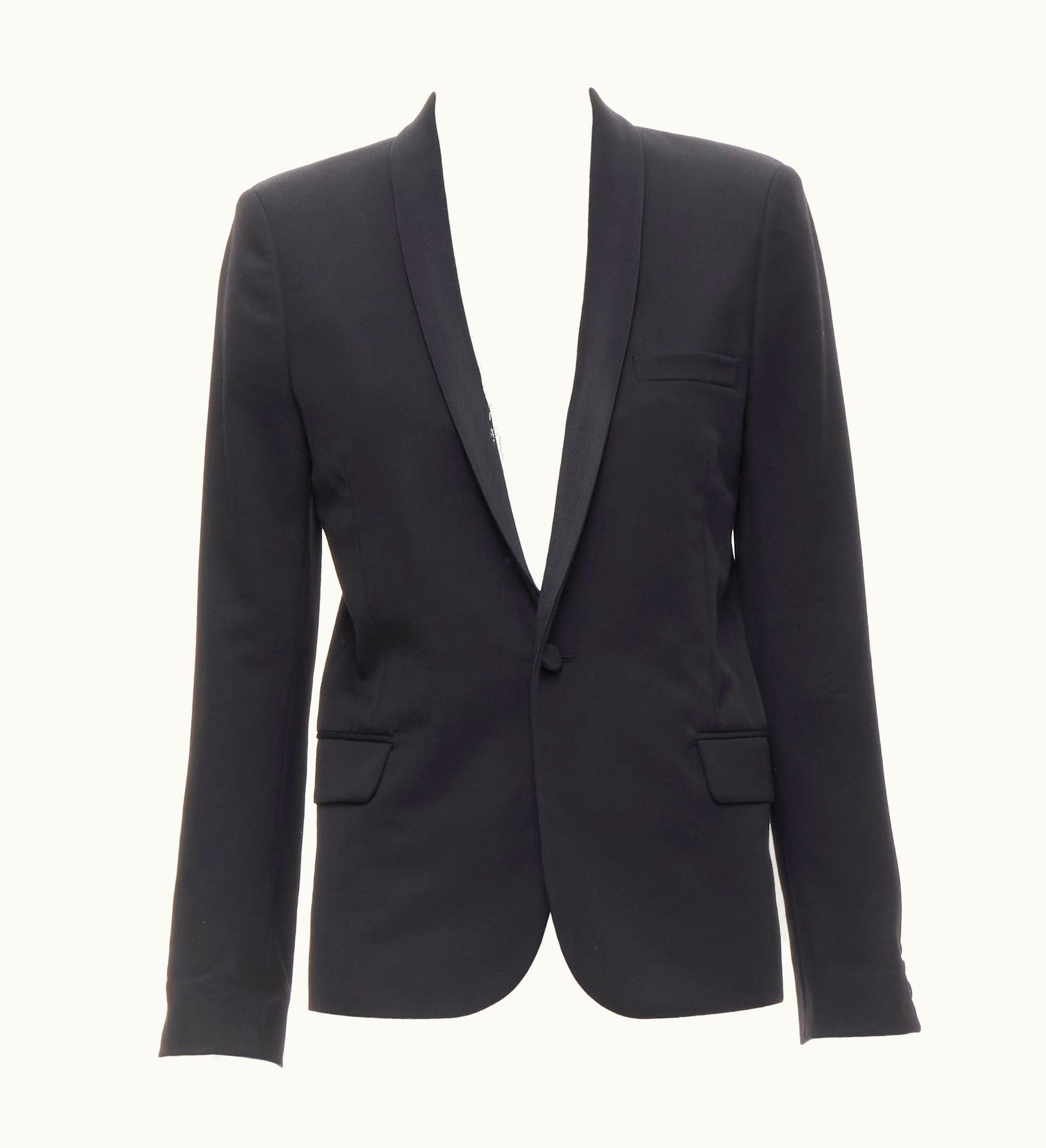Saint Laurent Saint Laurent 2013 Black Virgin Wool Shawl Collar Tuxedo Blazer Jacket