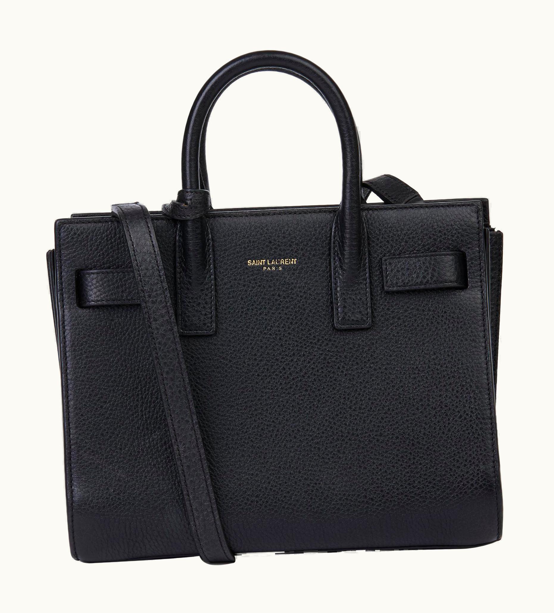 Saint Laurent 2014 Saint Laurent Black Grained Calfskin Leather Mini Sac De Jour