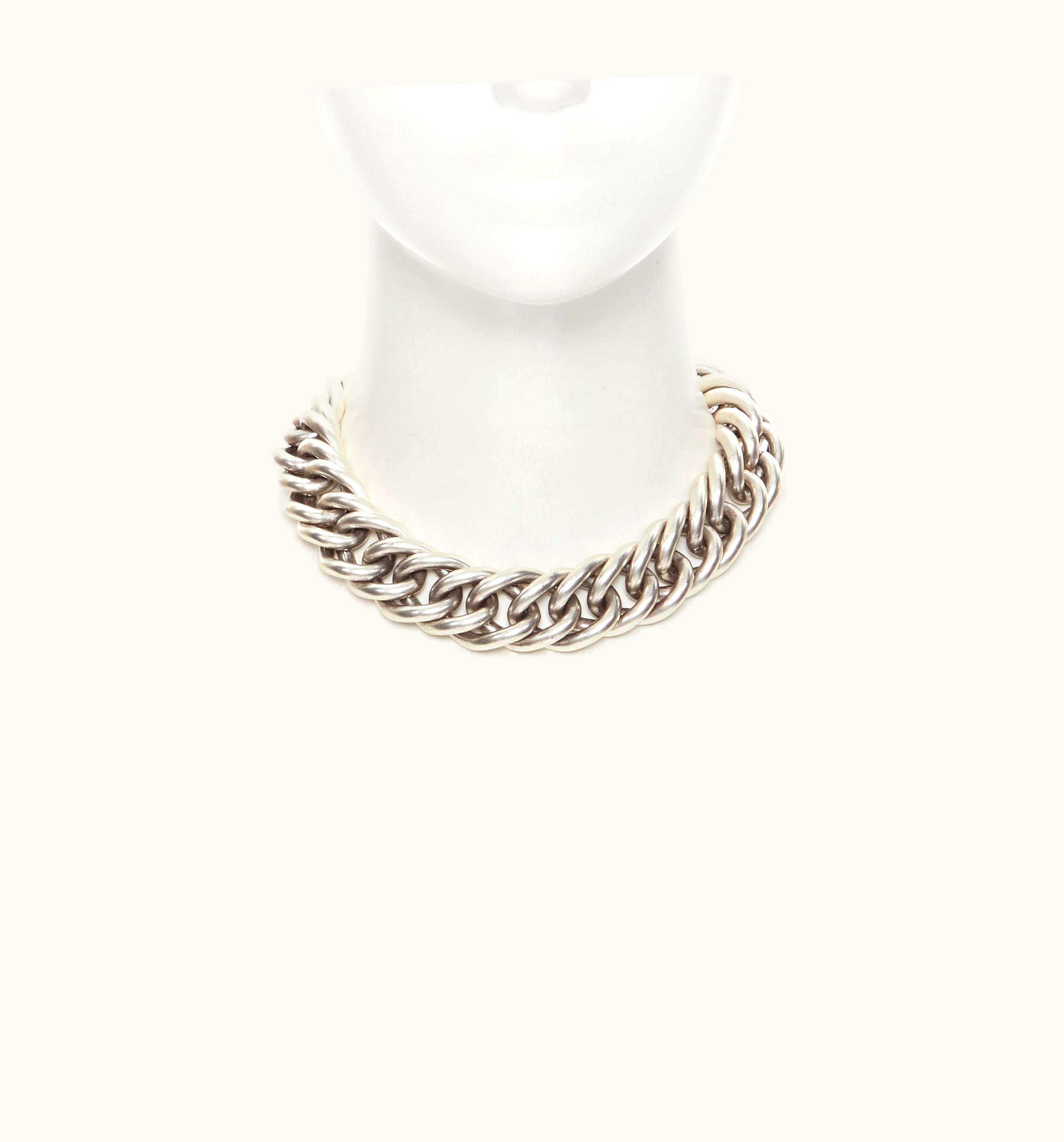 Saint Laurent Saint Laurent Hedi Slimane 2015 Runway Antique Silver Chunky Punk Necklace