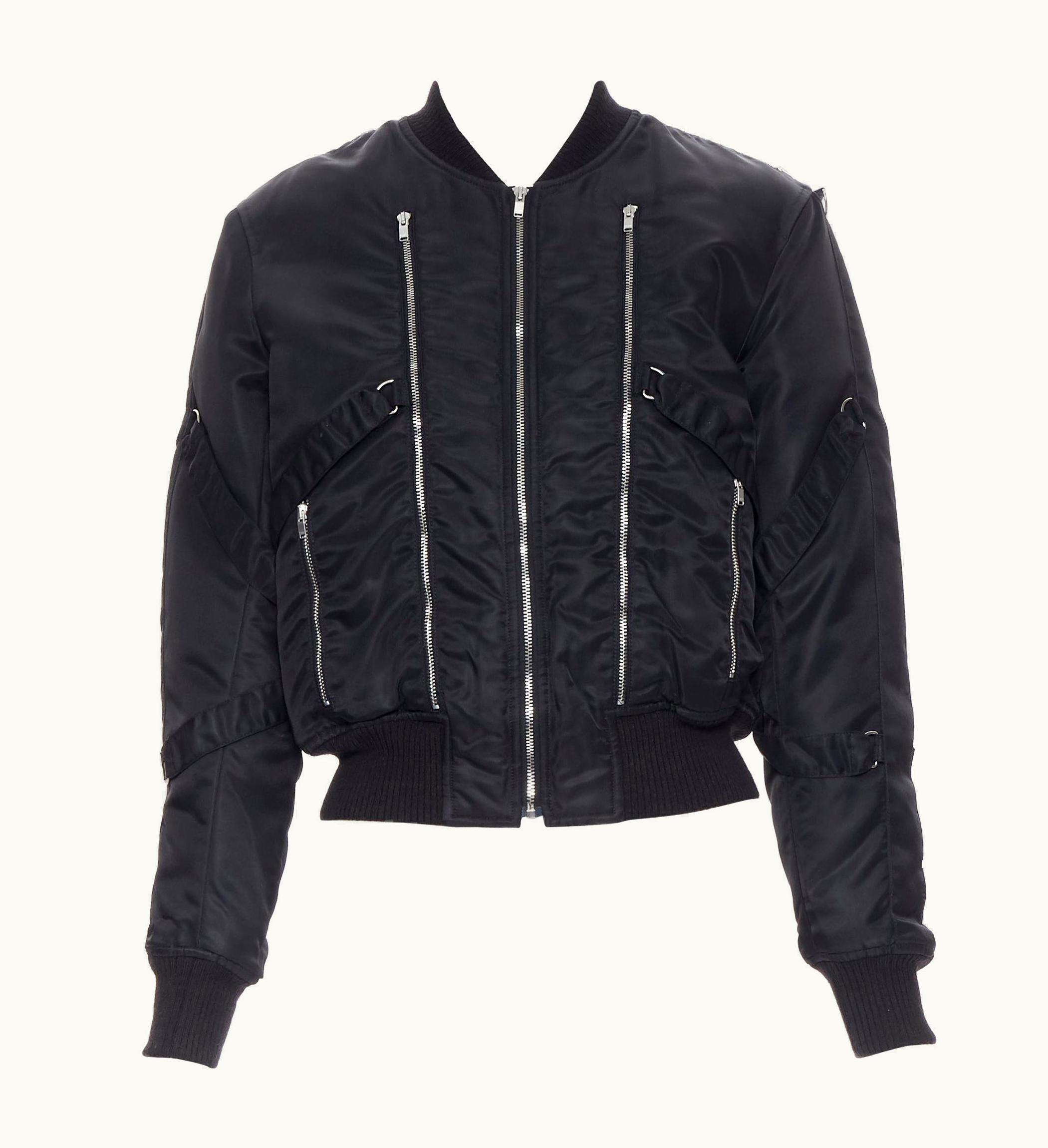 Saint Laurent Saint Laurent Hedi Slimane 2015 Black Nylon Zipper Bondage Strap Ma-1 Bomber F34