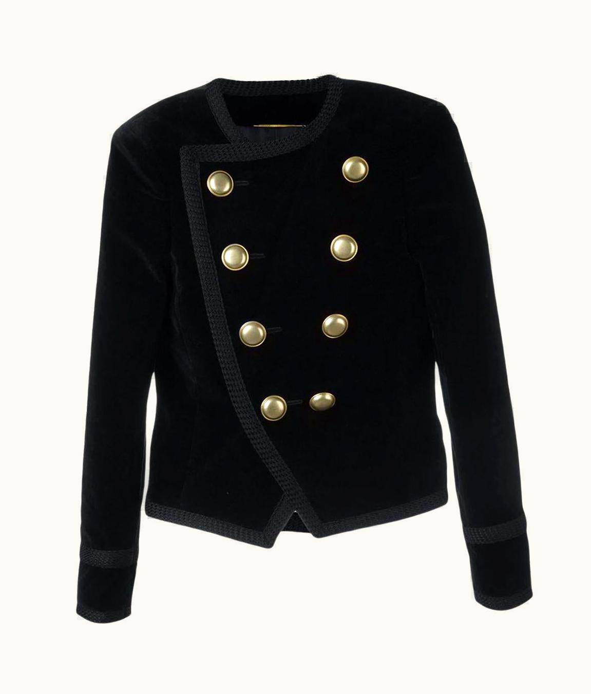 Saint Laurent Saint Laurent Black 2016 Spence Cropped Velvet Jacket