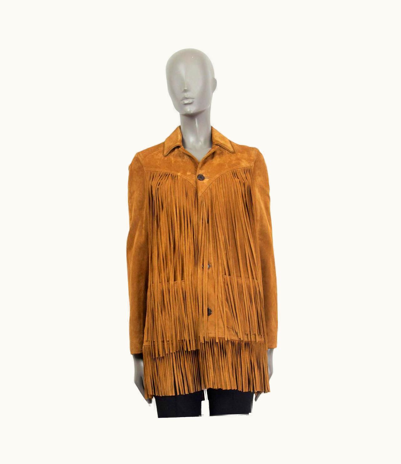 Saint Laurent Saint Laurent Beige Suede 2016 Texan Fringed Jacket