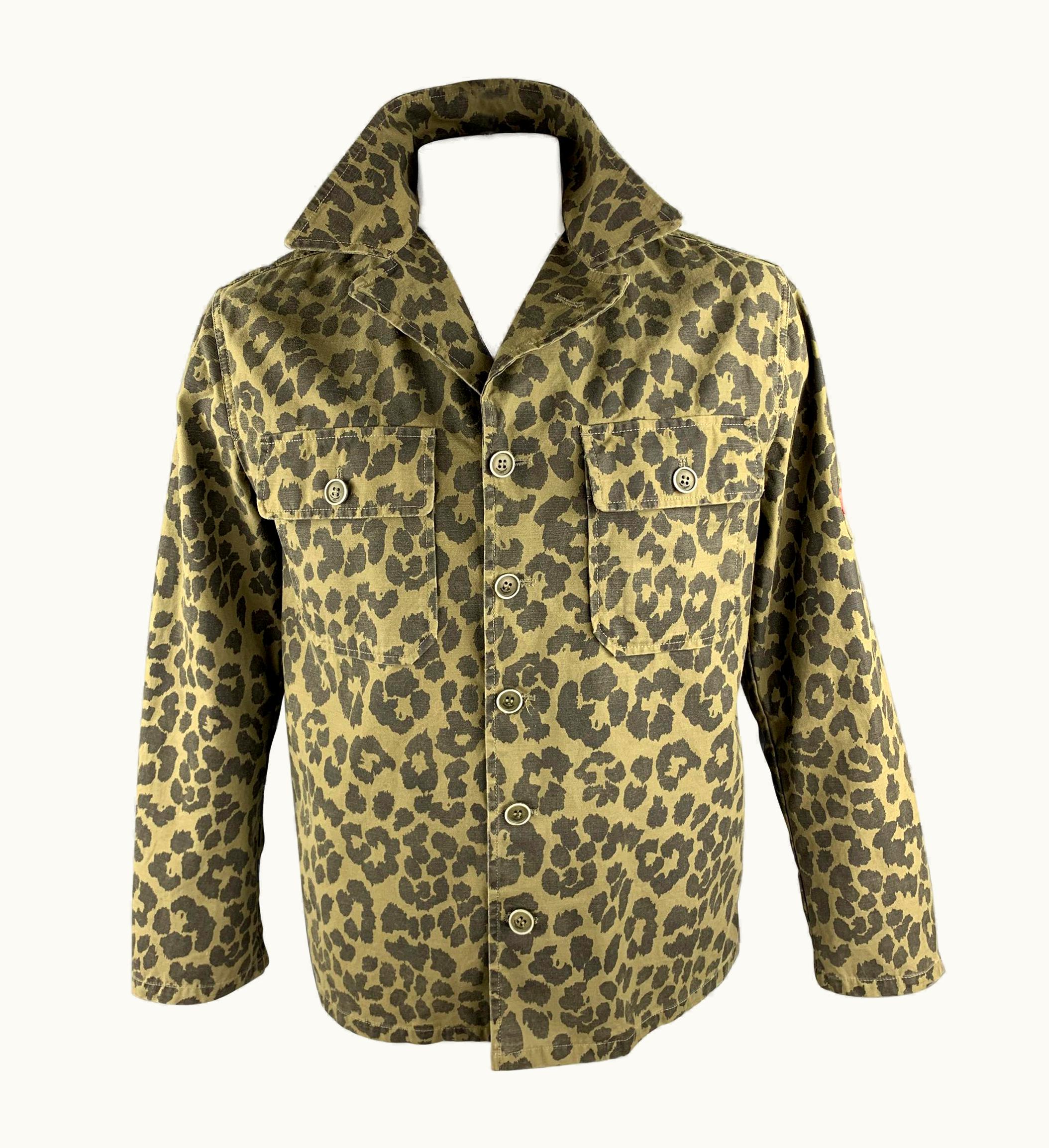 Saint Laurent Saint Laurent Spring 2016 Olive & Black Leopard Print Cotton Jacket