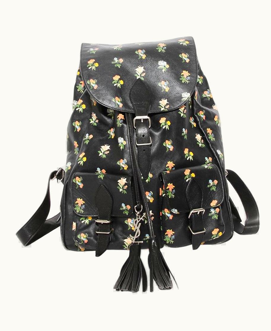 Saint Laurent Saint Laurent Floral Print Leather Backpack