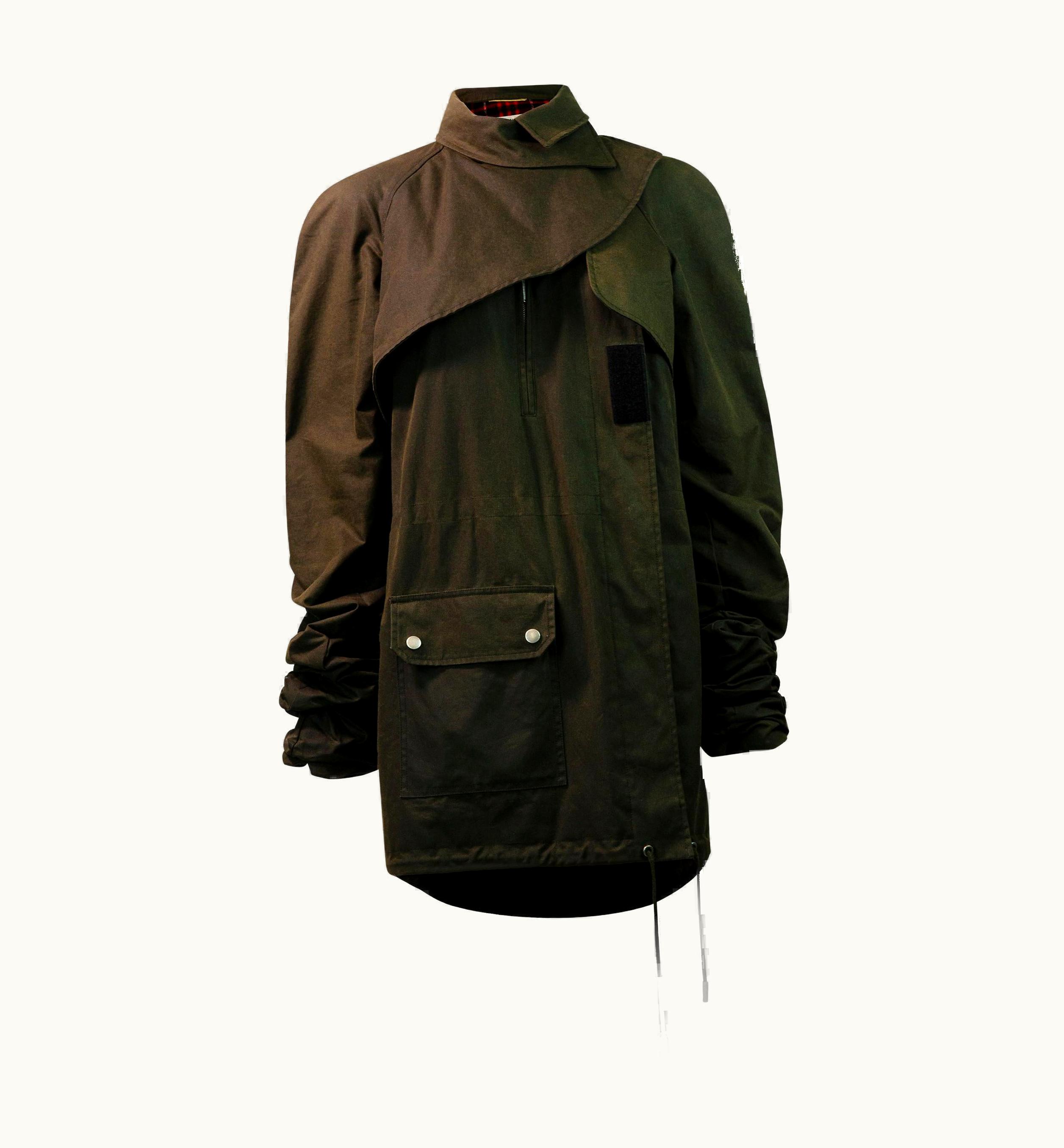 Saint Laurent Saint Laurent AW2017 Utilitarian Waxed Khaki Parka Coat