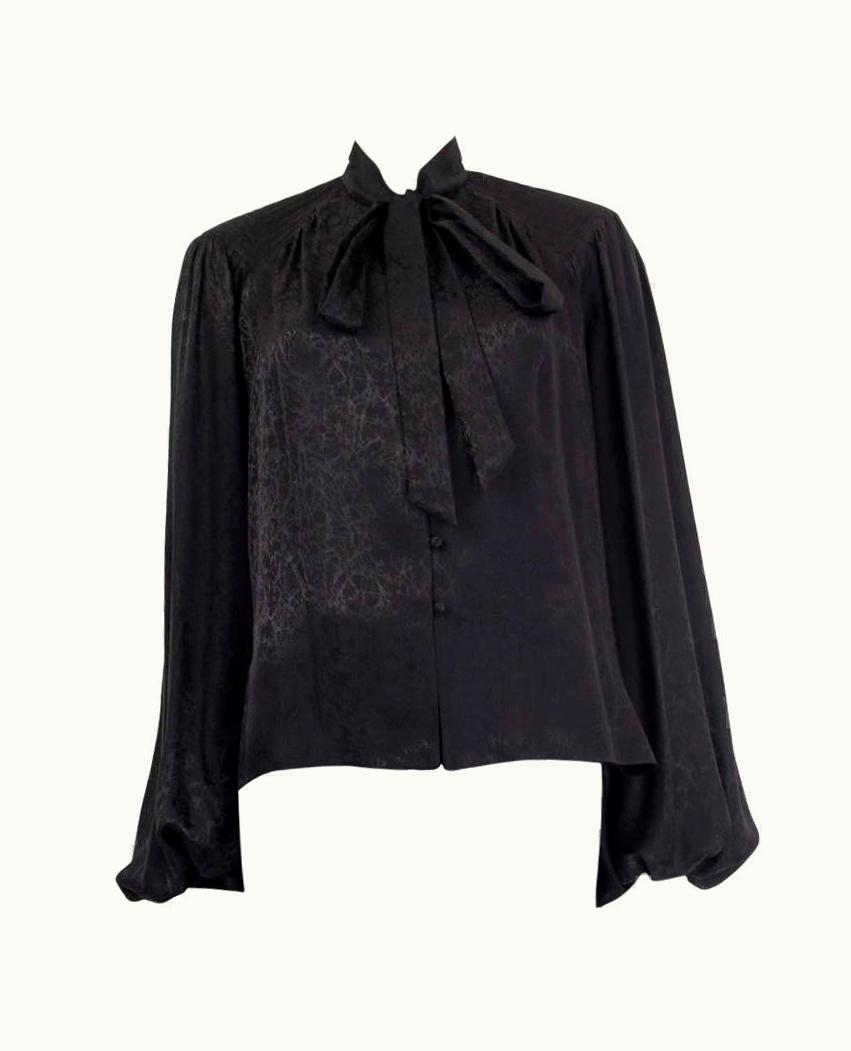 Saint Laurent Saint Laurent Black Silk 2018 Pussy Bow Blouse Shirt