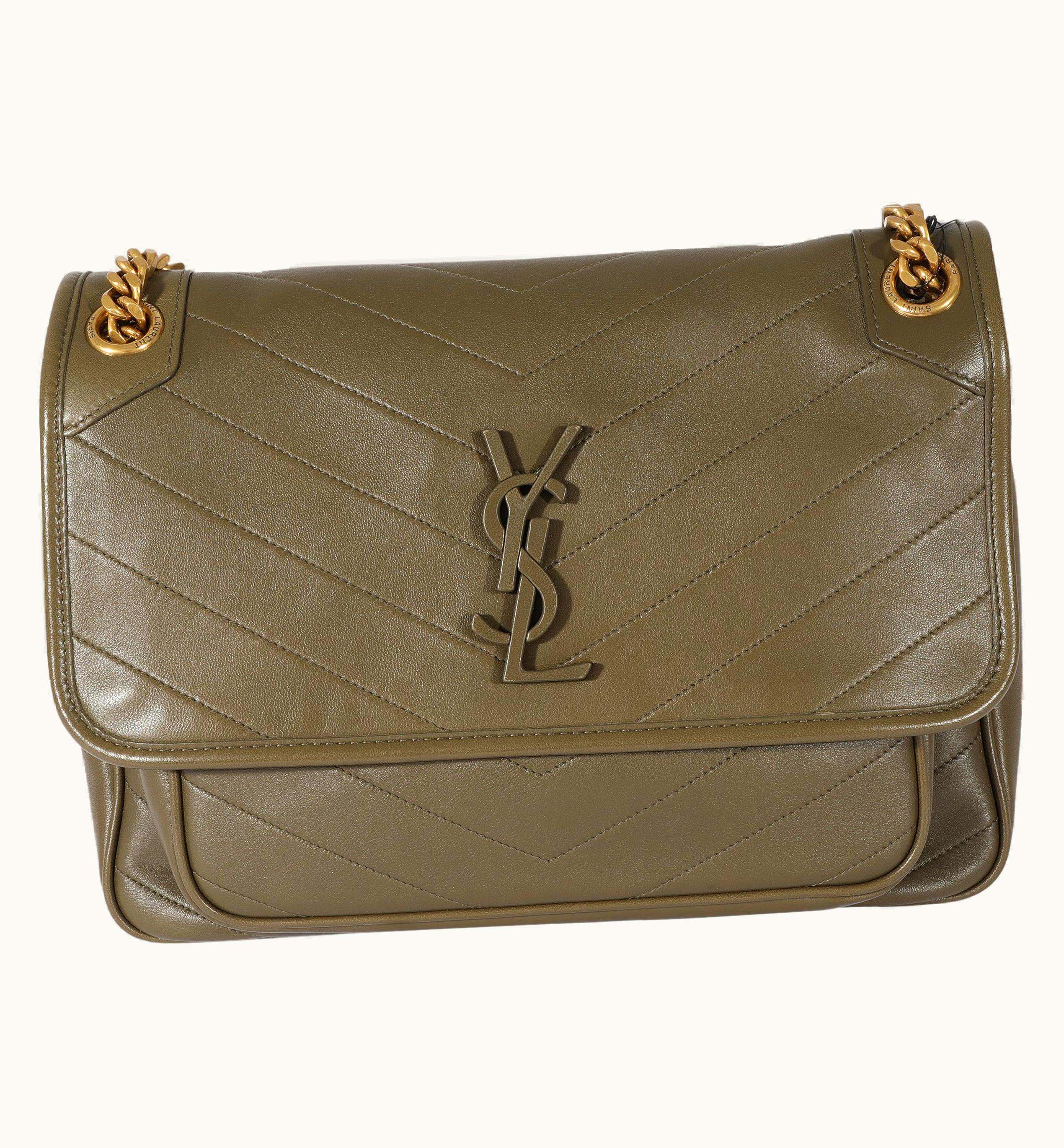 Saint Laurent Saint Laurent Khaki Leather Medium Niki