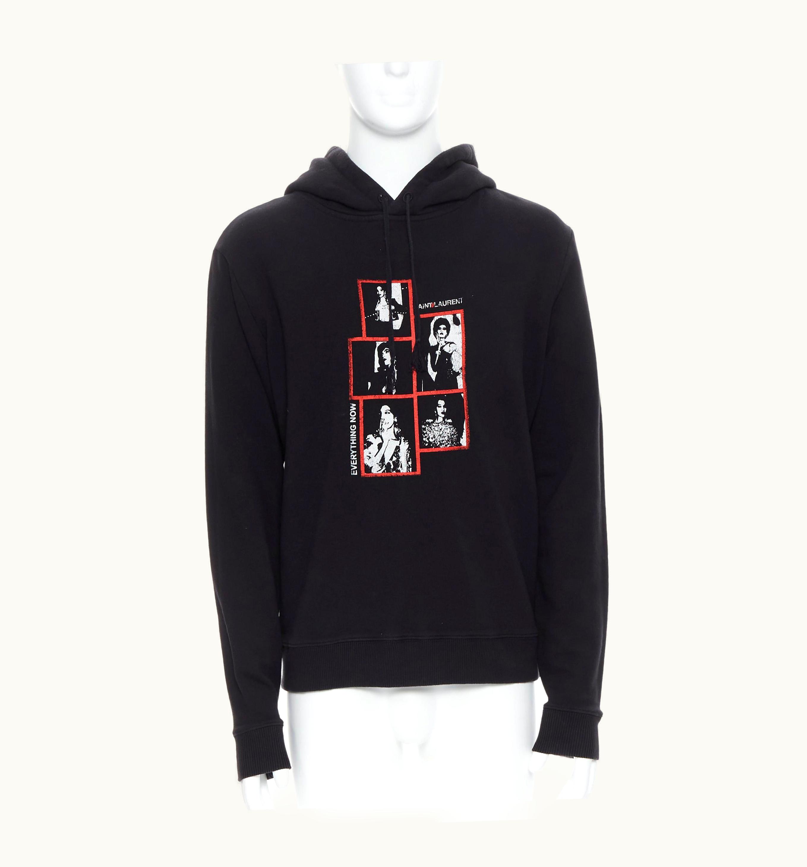Saint Laurent Saint Laurent 2019 Black Polaroid Vintage Logo Cotton Hoodie Pullover UZ0586810