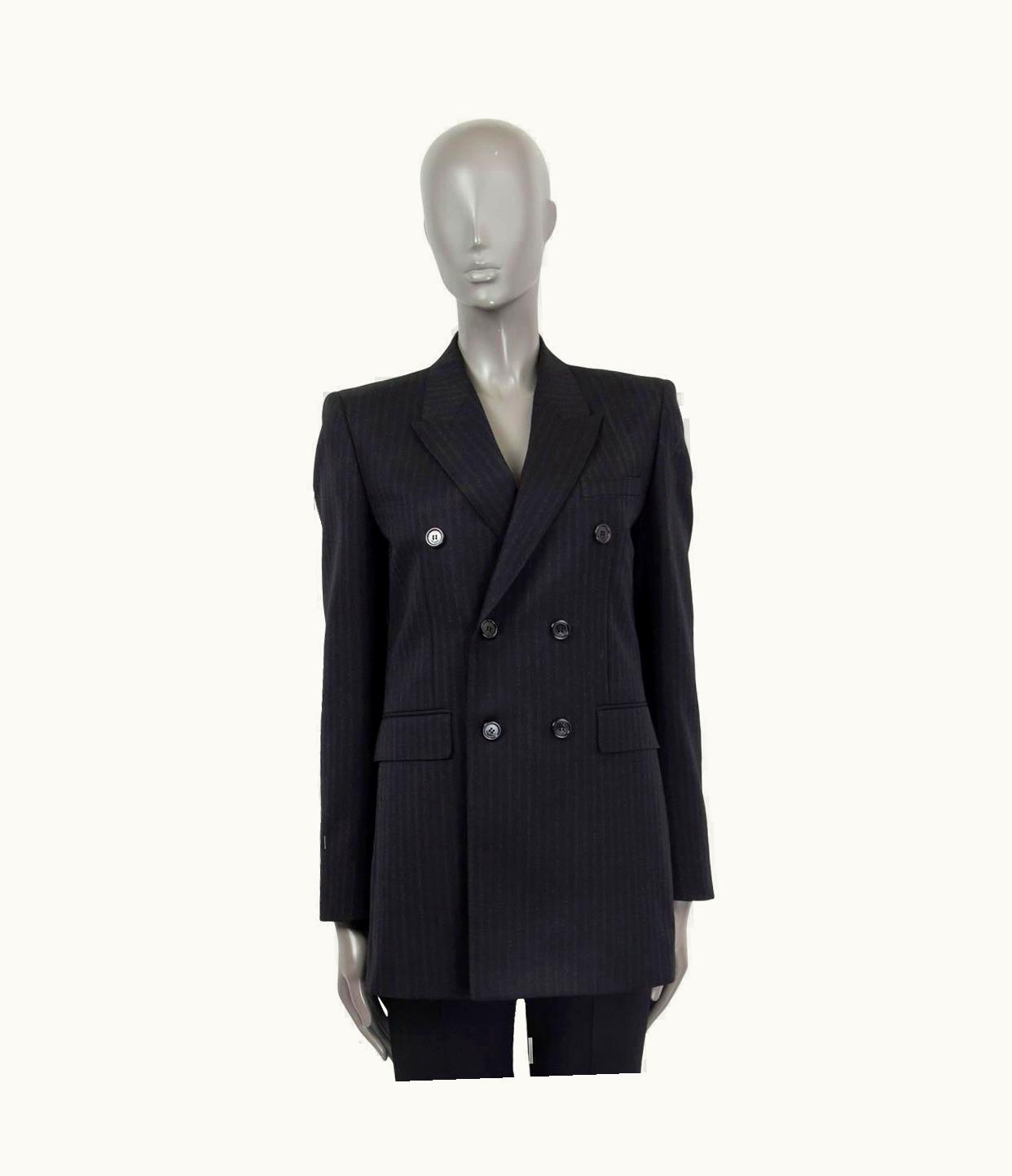 Saint Laurent Saint Laurent Black Wool 2020 Pinstripe Double Breasted Blazer Jacket