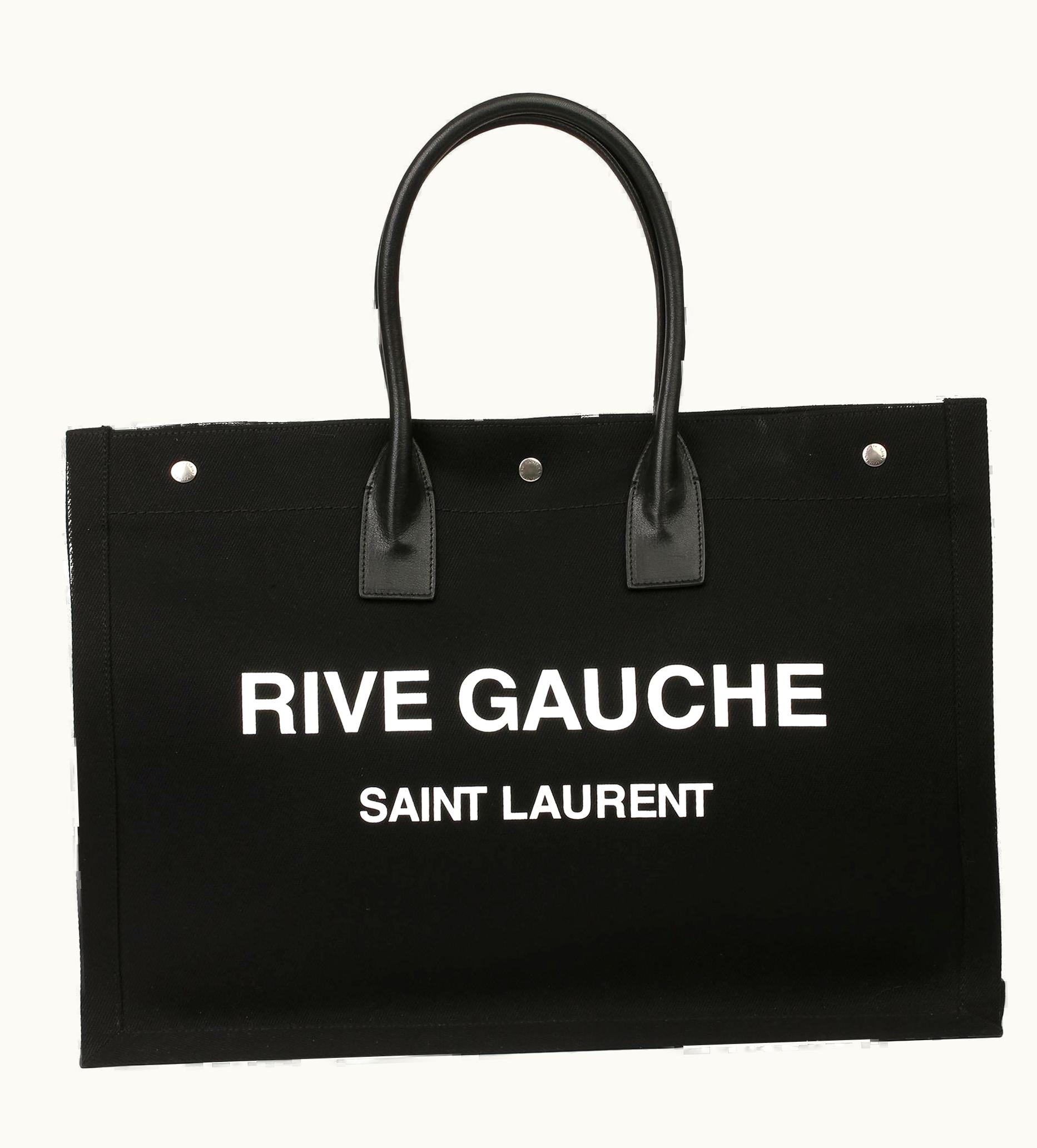 Saint Laurent 2020 Saint Laurent Black Canvas & Calfskin Rive Gauche Tote