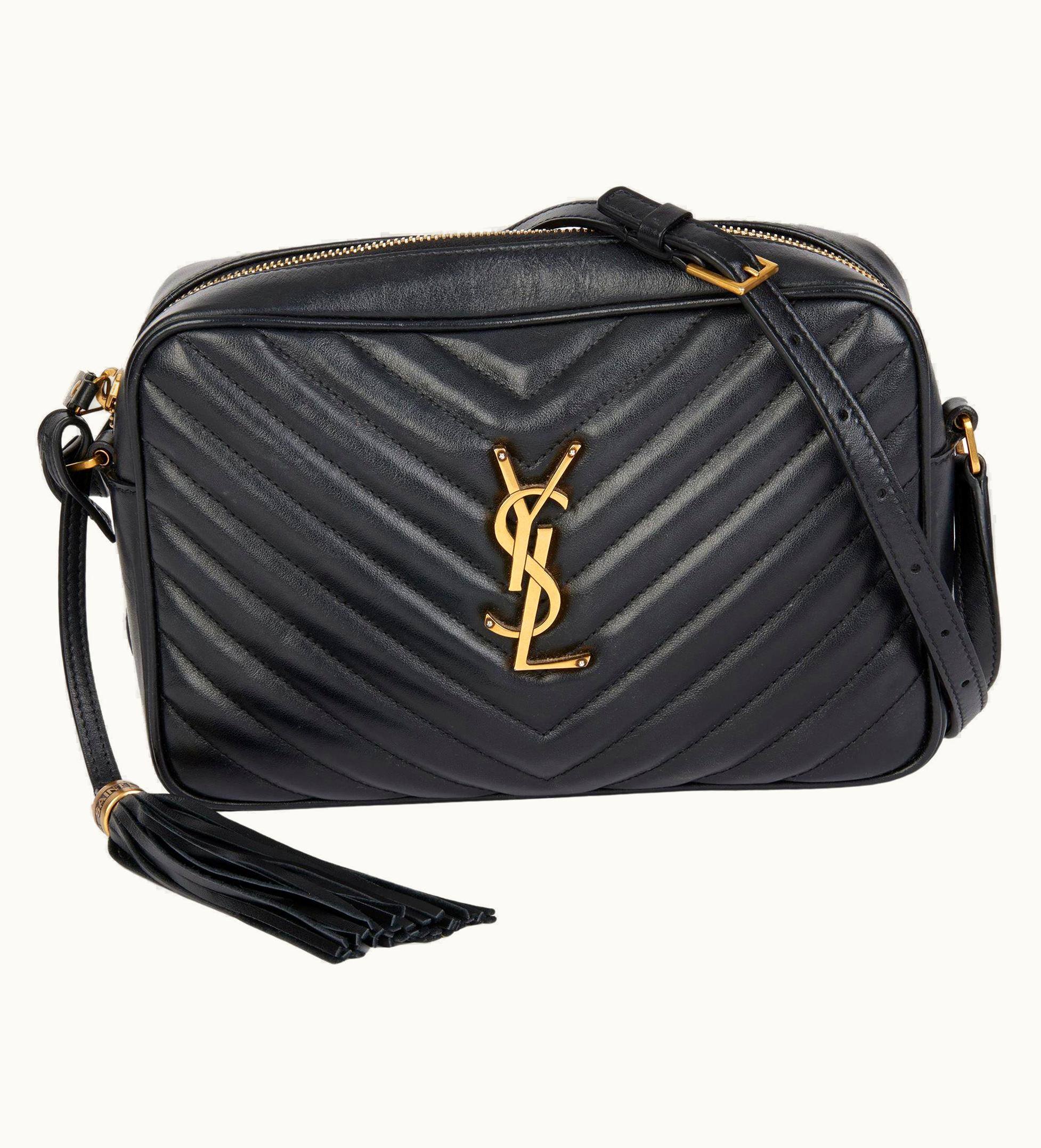 Saint Laurent Saint Laurent Black Quilted Chevron Calfskin Leather Lou Camera Bag