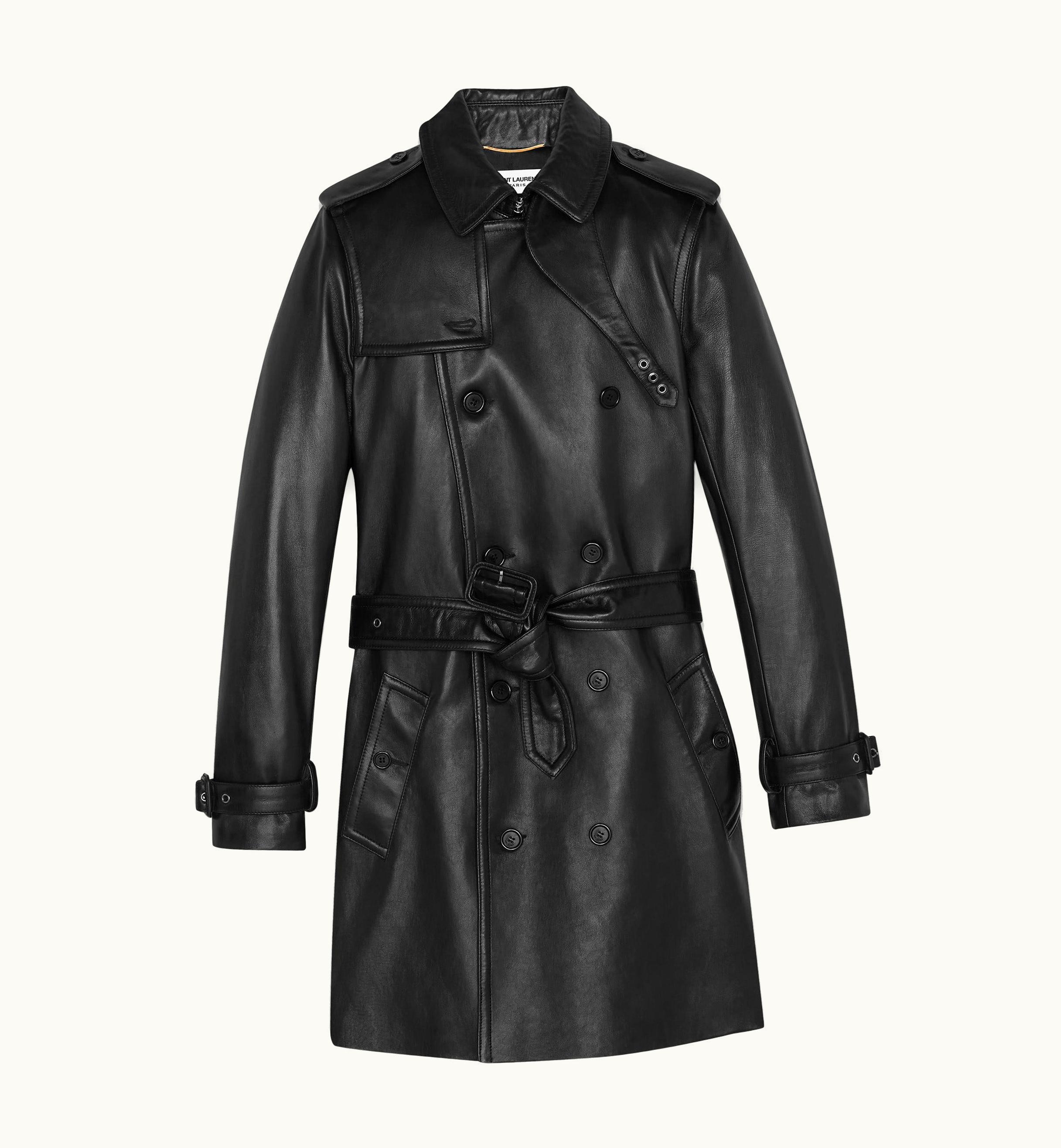 Saint Laurent Saint Laurent Black Leather 2021 Trench Coat Jacket