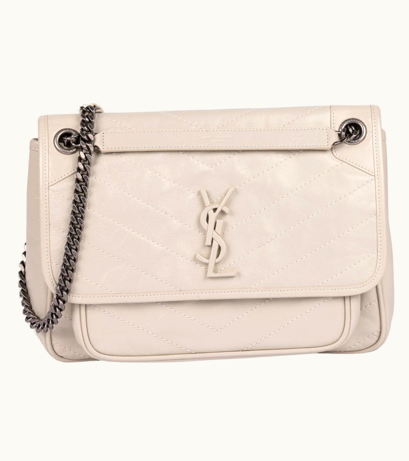 Saint Laurent Saint Laurent Blanc Vintage Crinkled Lambskin Leather Medium Niki UZ0586851