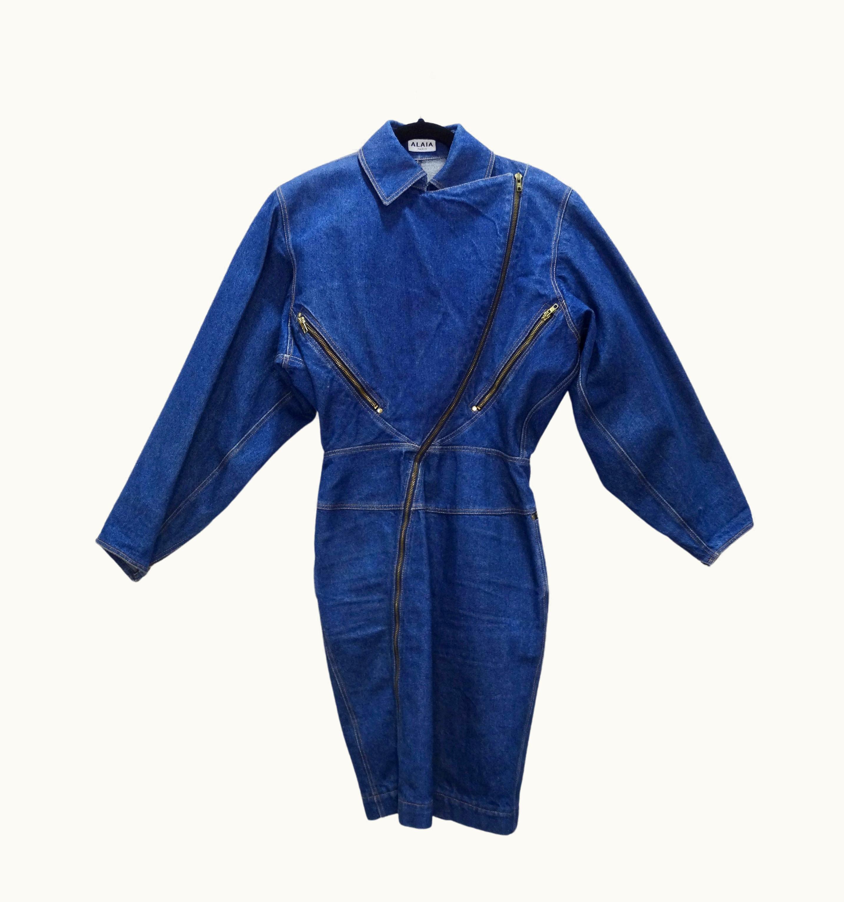Alaia Azzedine Alaïa 1986 Motorcycle Denim Coat Dress