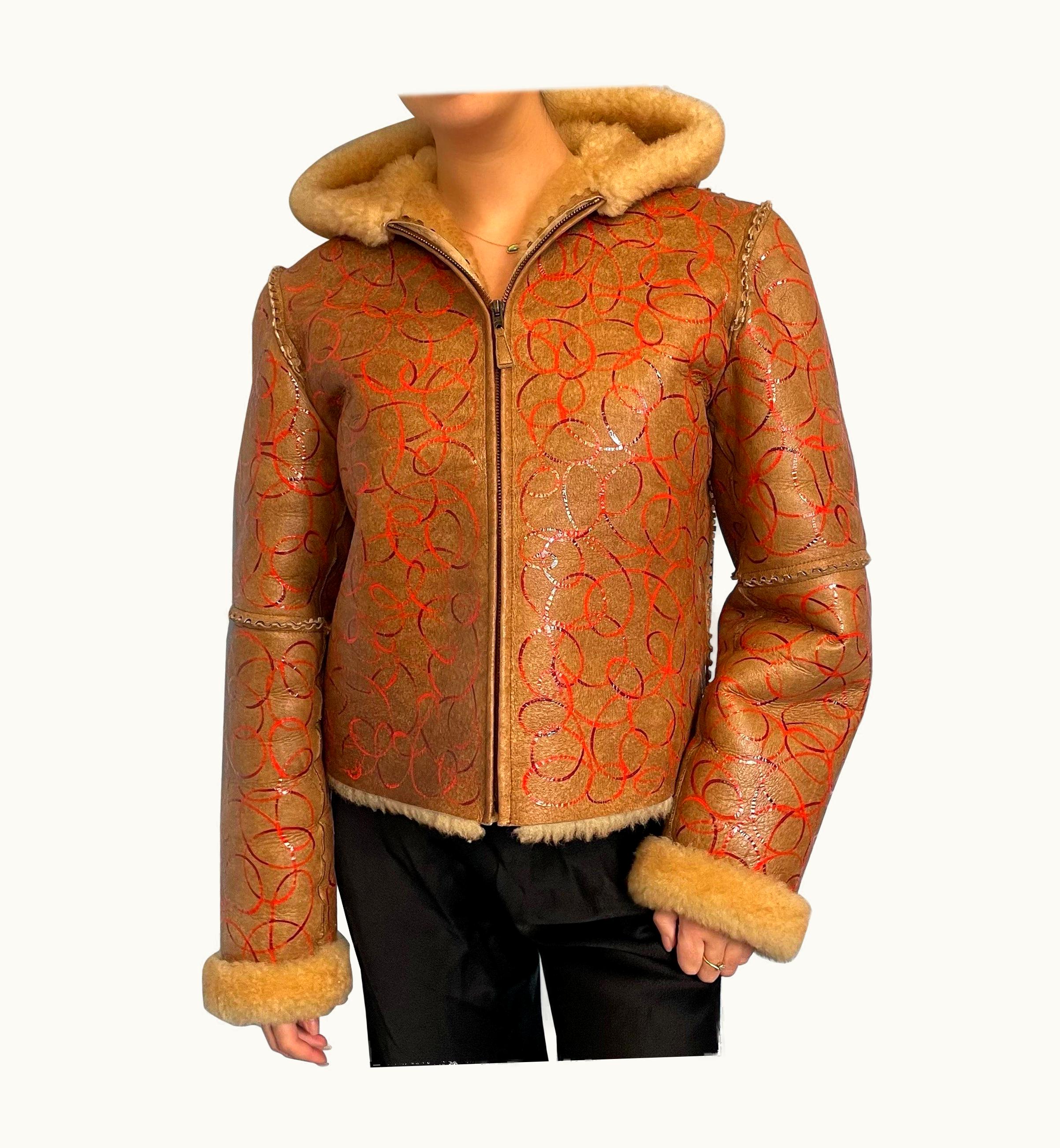 Alaia Azzedine Alaia Pattern Shearling Leather Jacket