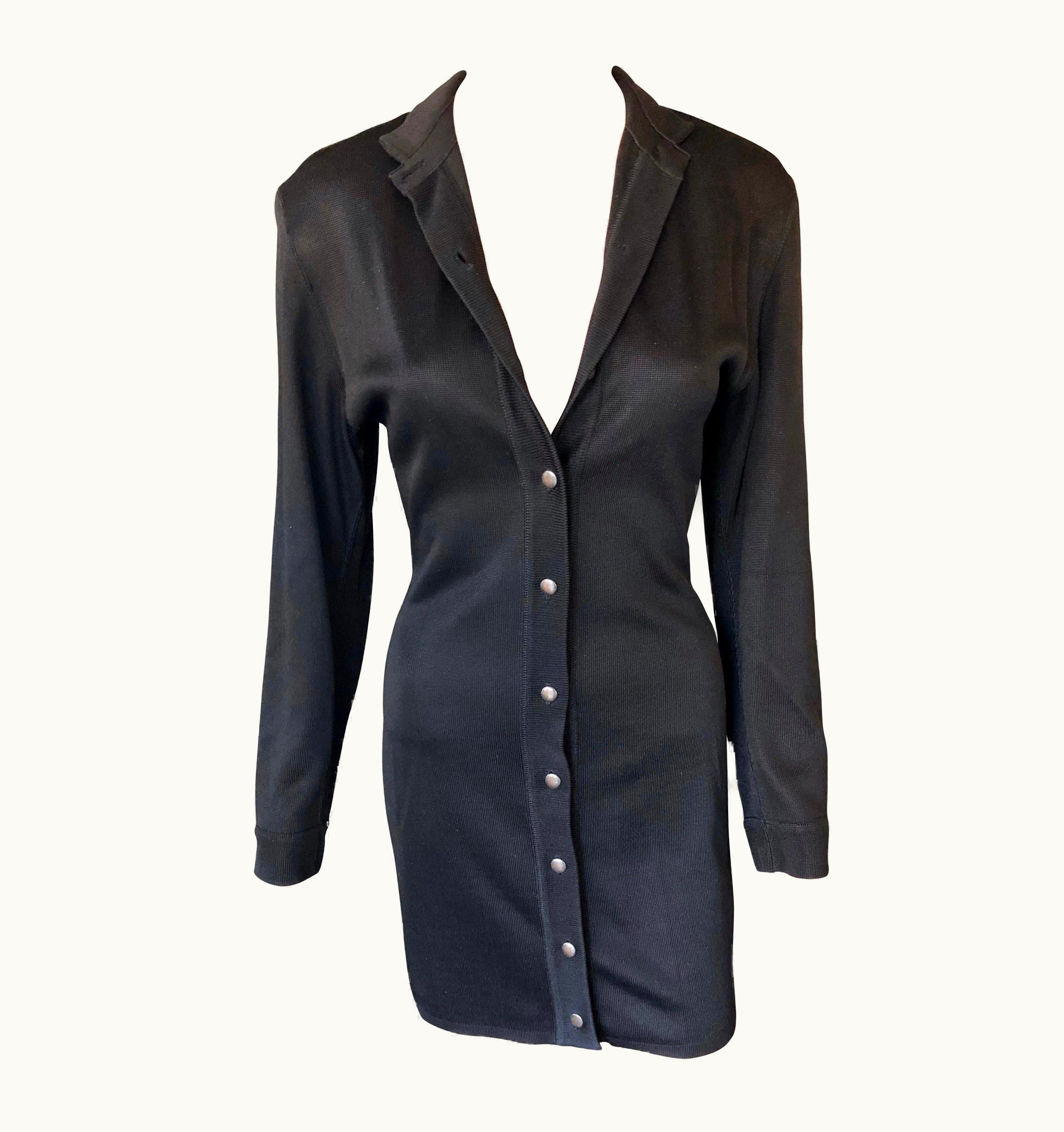 Alaia Azzedine Alaia Vintage Buttoned Knit Black Dress